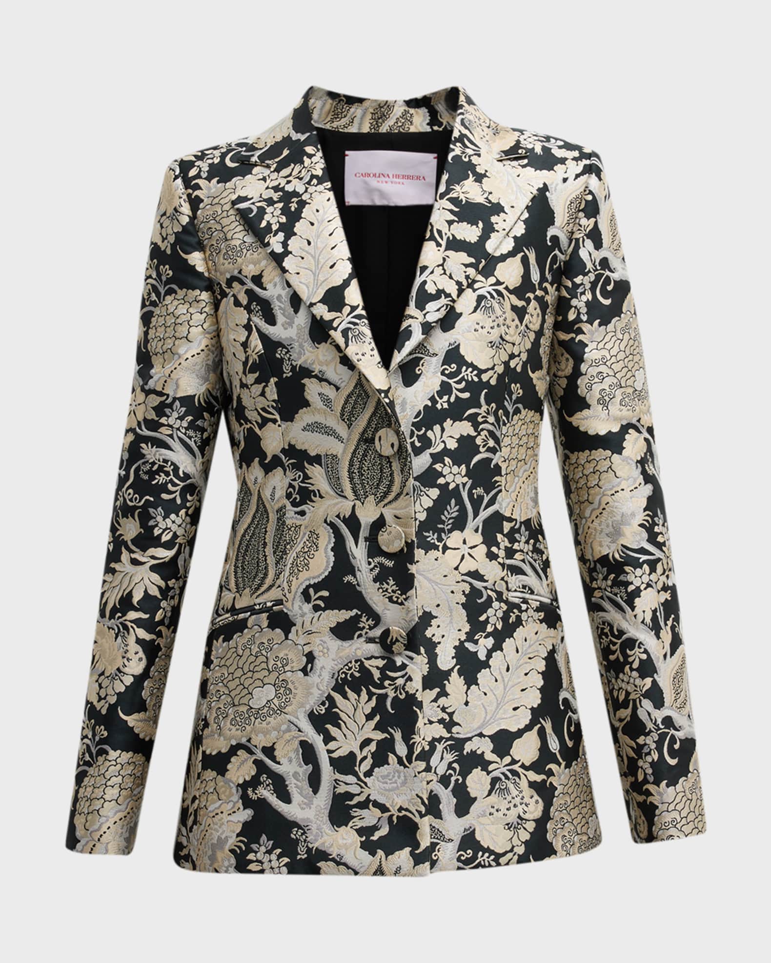 Carolina Herrera Single-Breasted Brocade Blazer Jacket