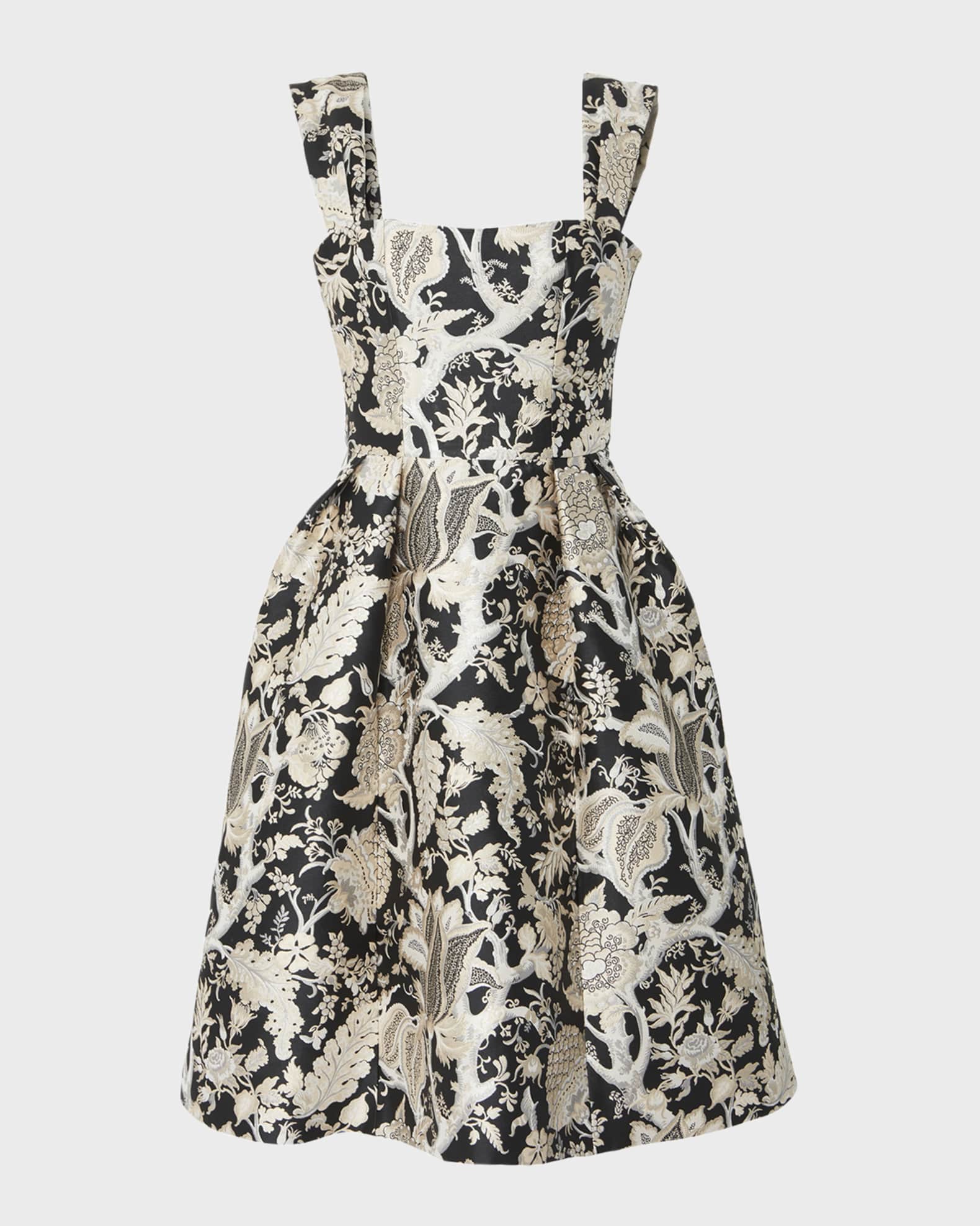 Carolina Herrera Thick Gathered Strap Midi Dress