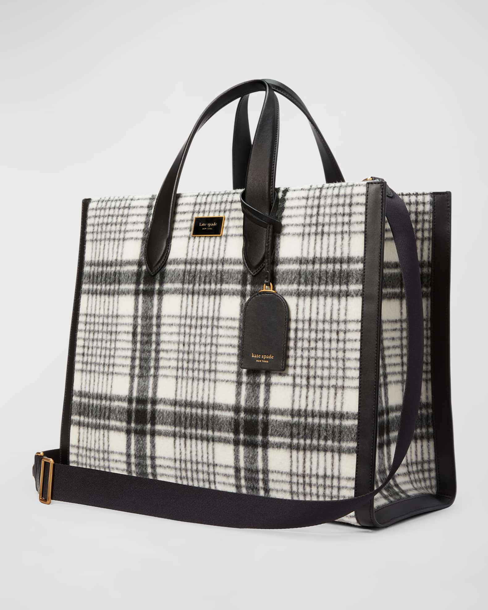 kate spade new york manhattan large plaid tote bag