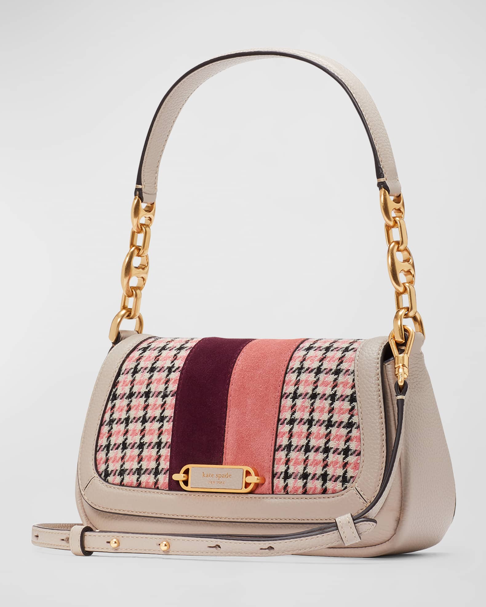 STRATHBERRY: wool midi bag in patchwork leather - Ivory
