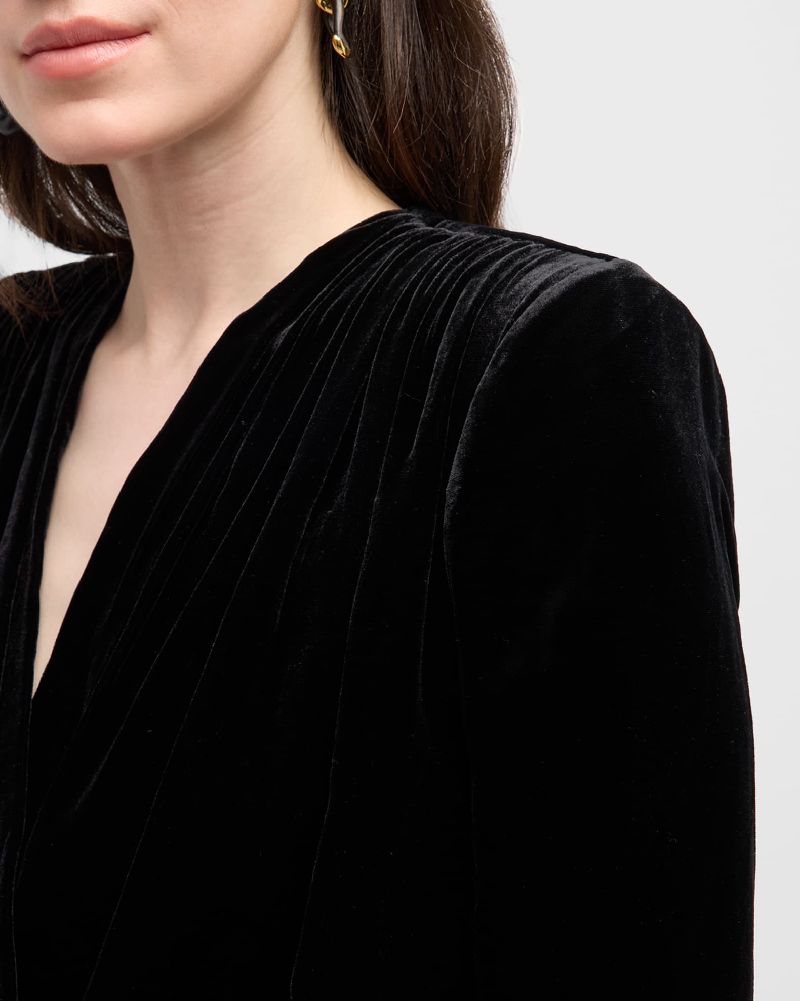 L'AGENCE Kallie Velvet Bodysuit in Black