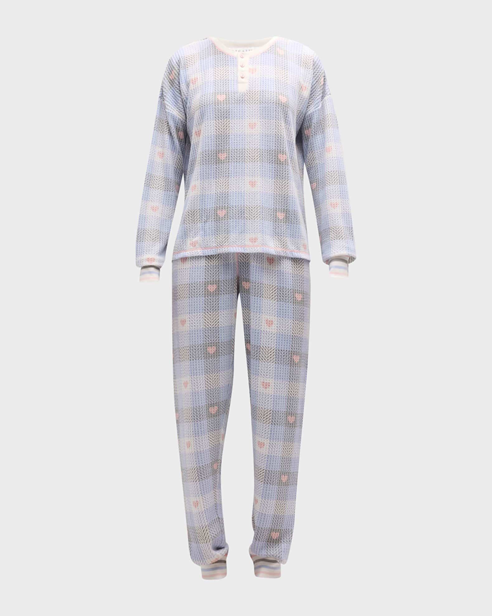 PJ Salvage Ski Jammie Floral-Print Thermal Pajama Set