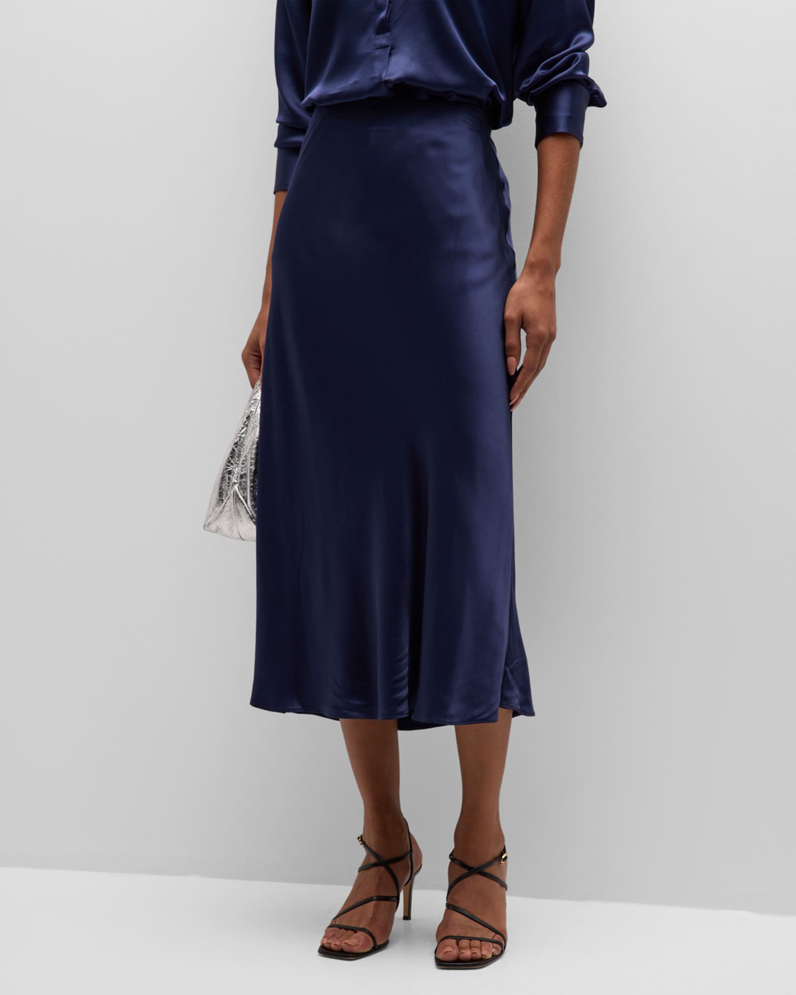 Rails Anya Satin Midi Skirt | Neiman Marcus