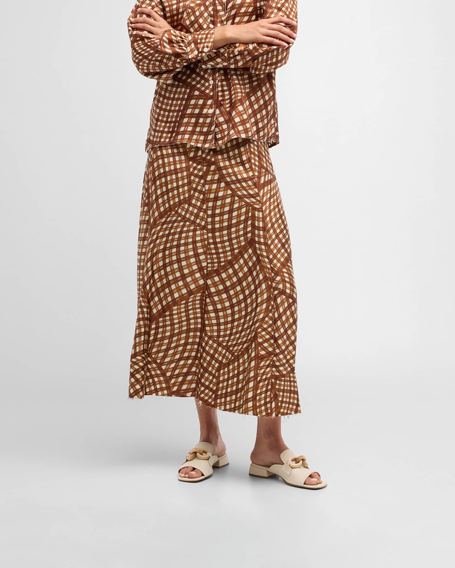 Enna Leather Wooden-Link Mule Sandals 1