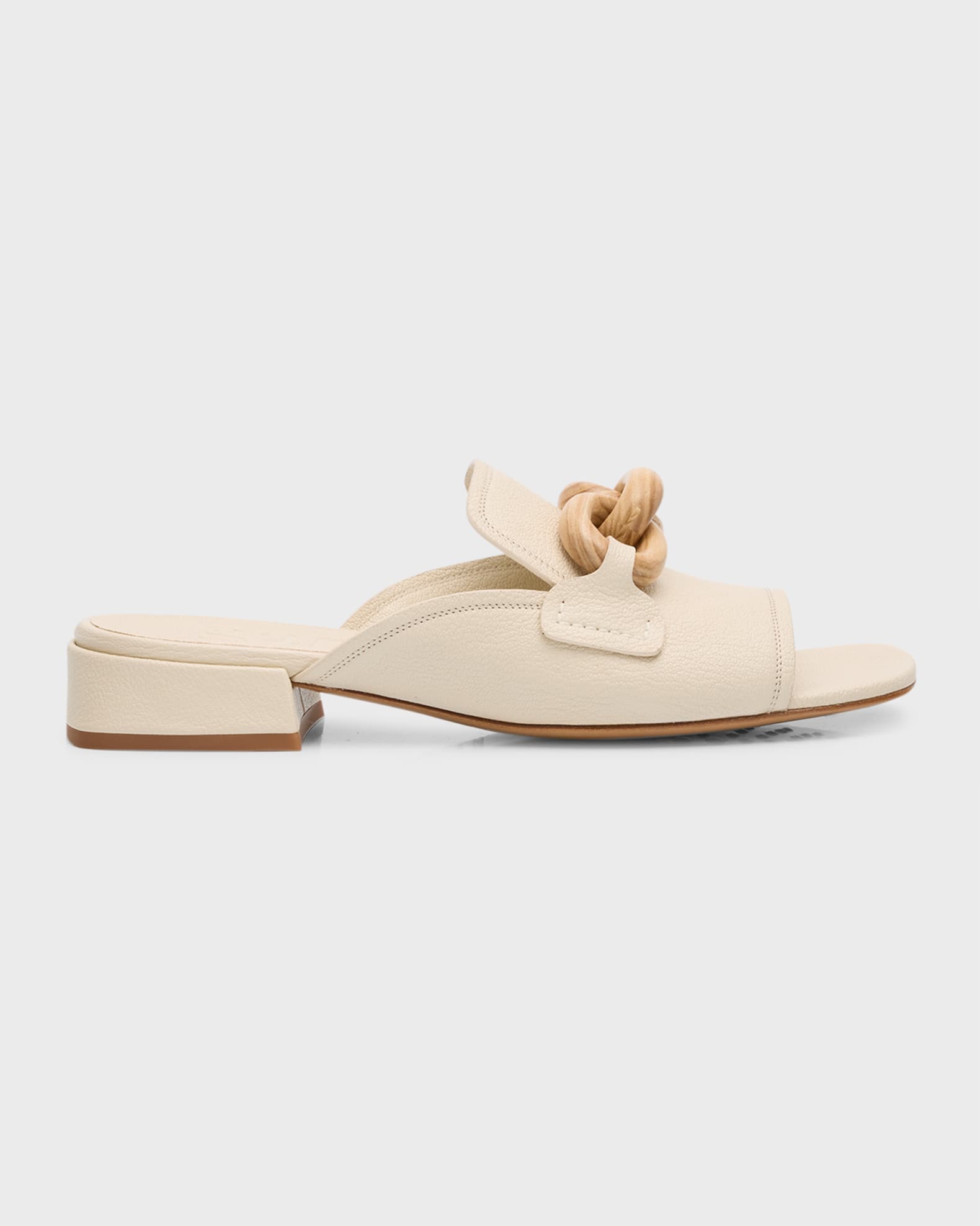 Enna Leather Wooden-Link Mule Sandals 0