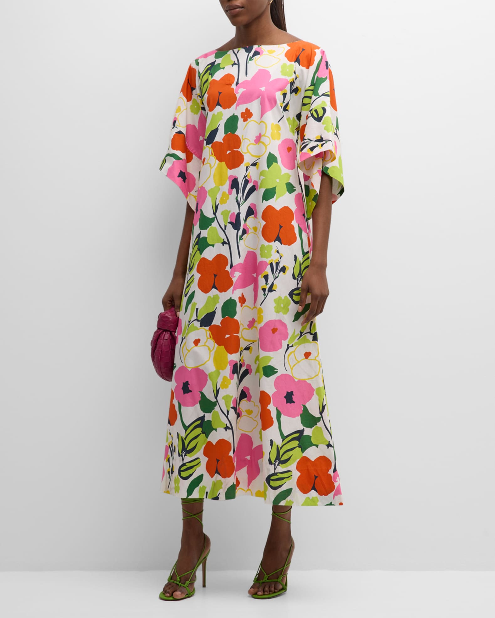 Frances Valentine Spinnaker Bateau-Neck Floral-Print Midi Dress ...