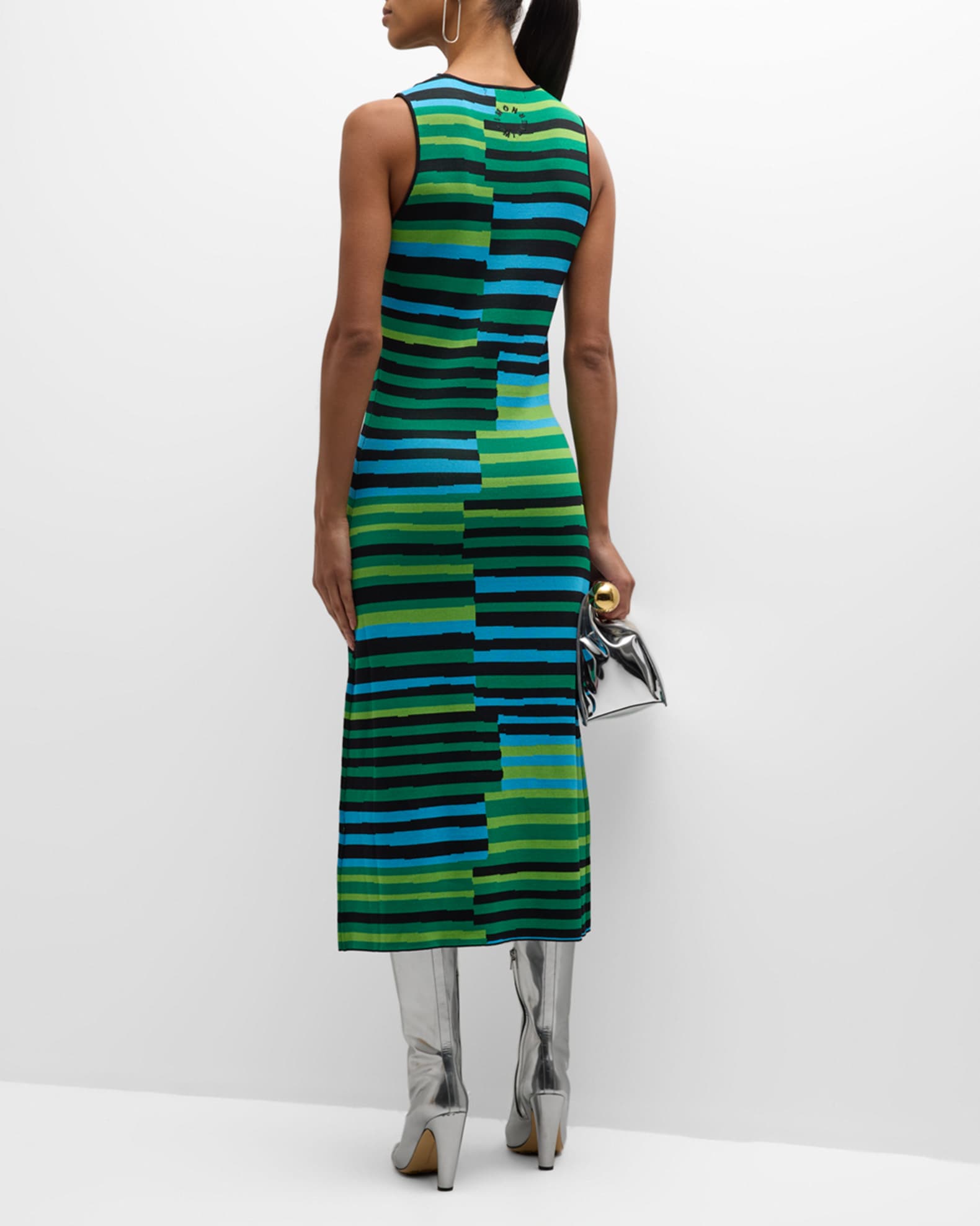 SIMONMILLER Axon Sleeveless Striped Midi Dress | Neiman Marcus