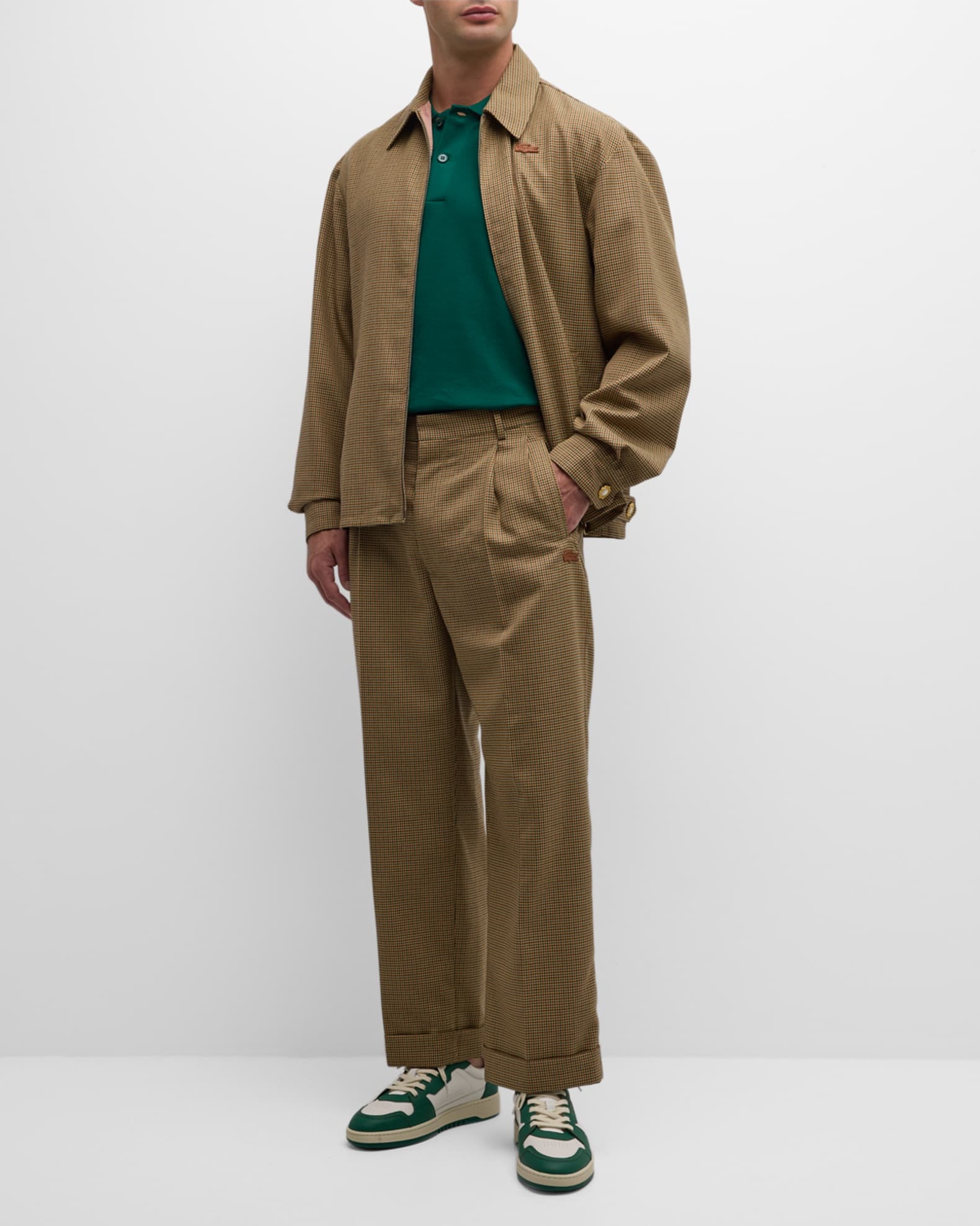 Lacoste x le FLEUR Men's Houndstooth Blouson Jacket Neiman Marcus