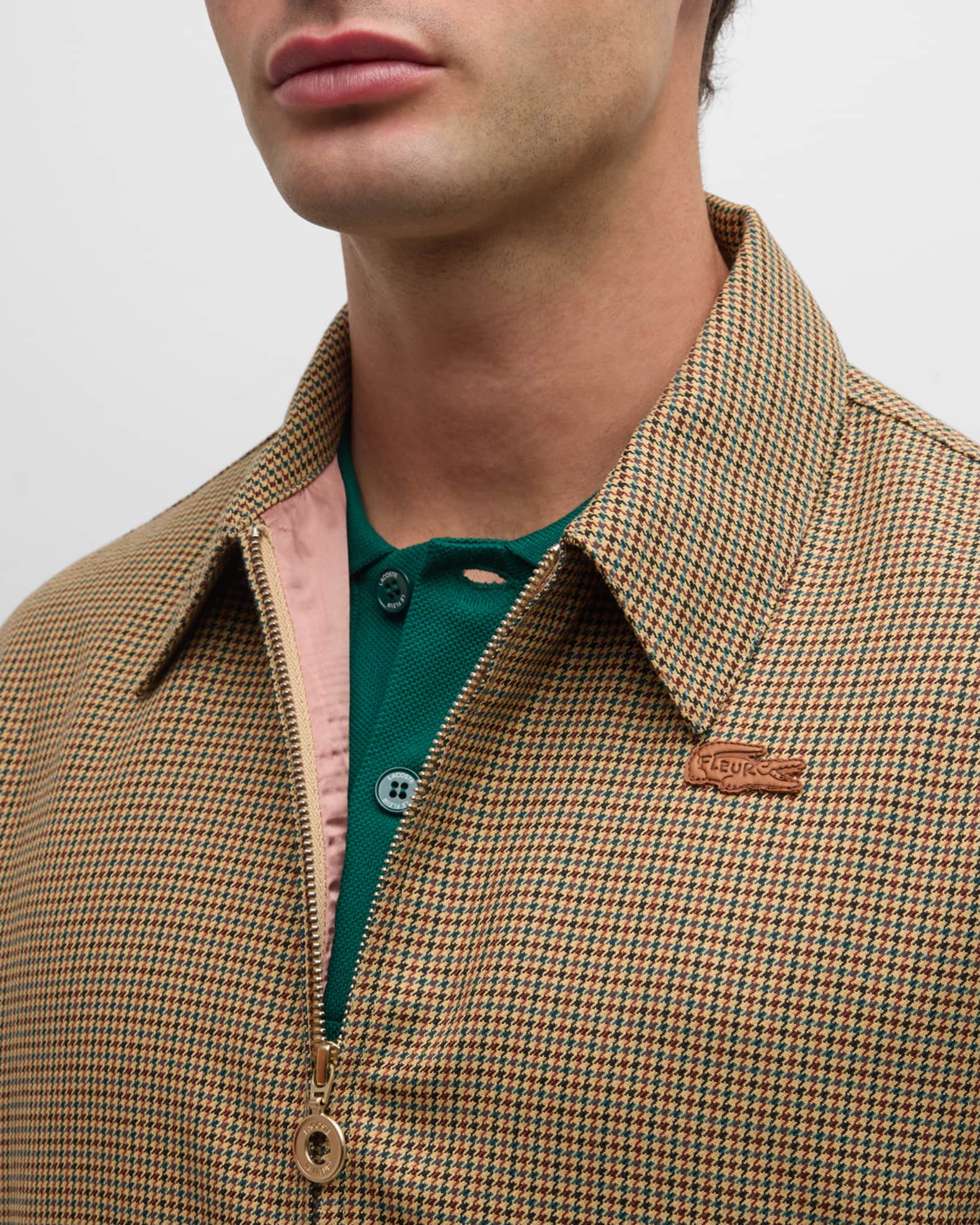 Lacoste x le FLEUR Men's Houndstooth Blouson Jacket Neiman Marcus