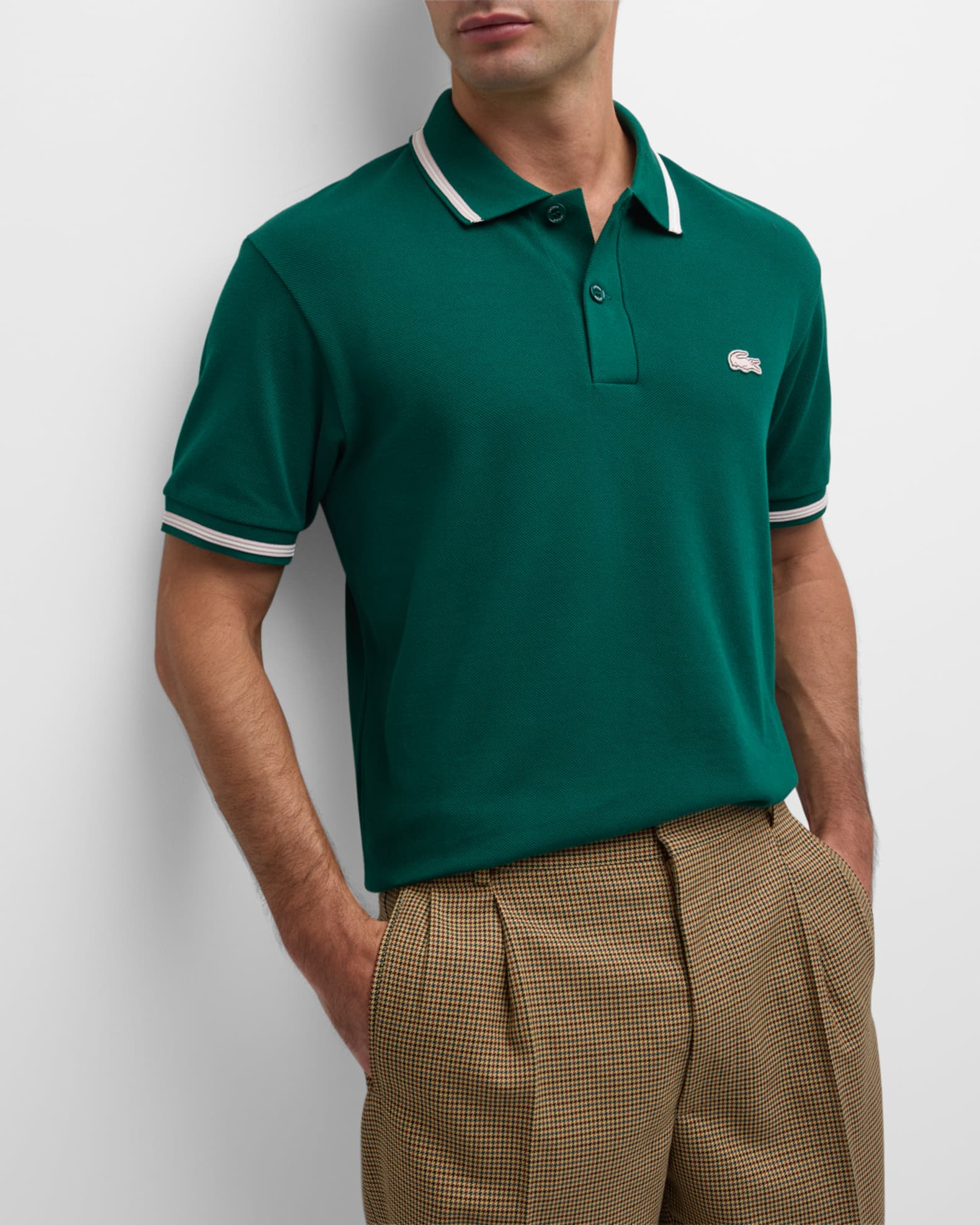 Lacoste x Le Fleur Men's Tipped Polo Shirt, Swing, Men's, S, Shirts Tops Polo Shirts Polos