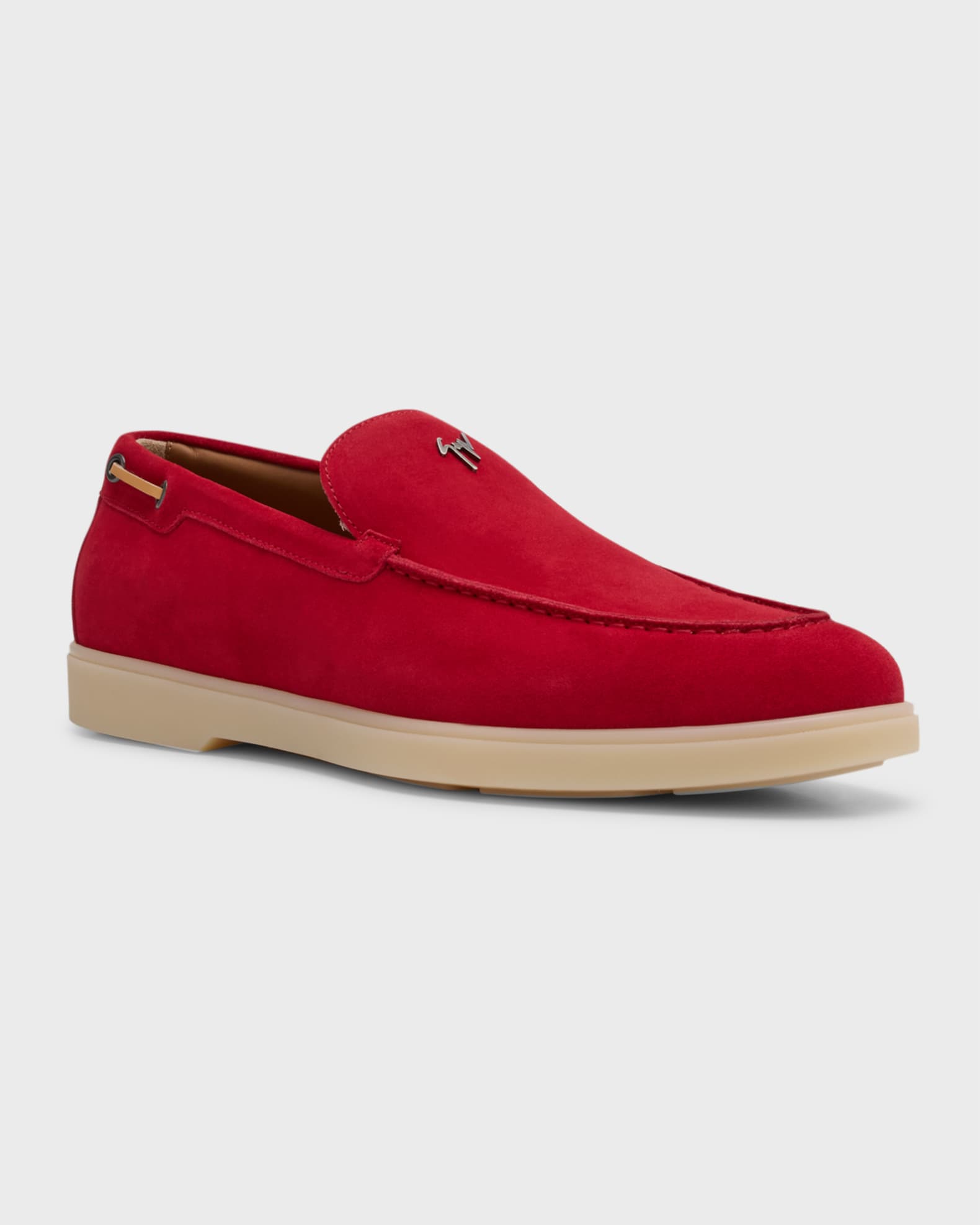 Men's Suede Metal Logo Moccasin Loafers 1