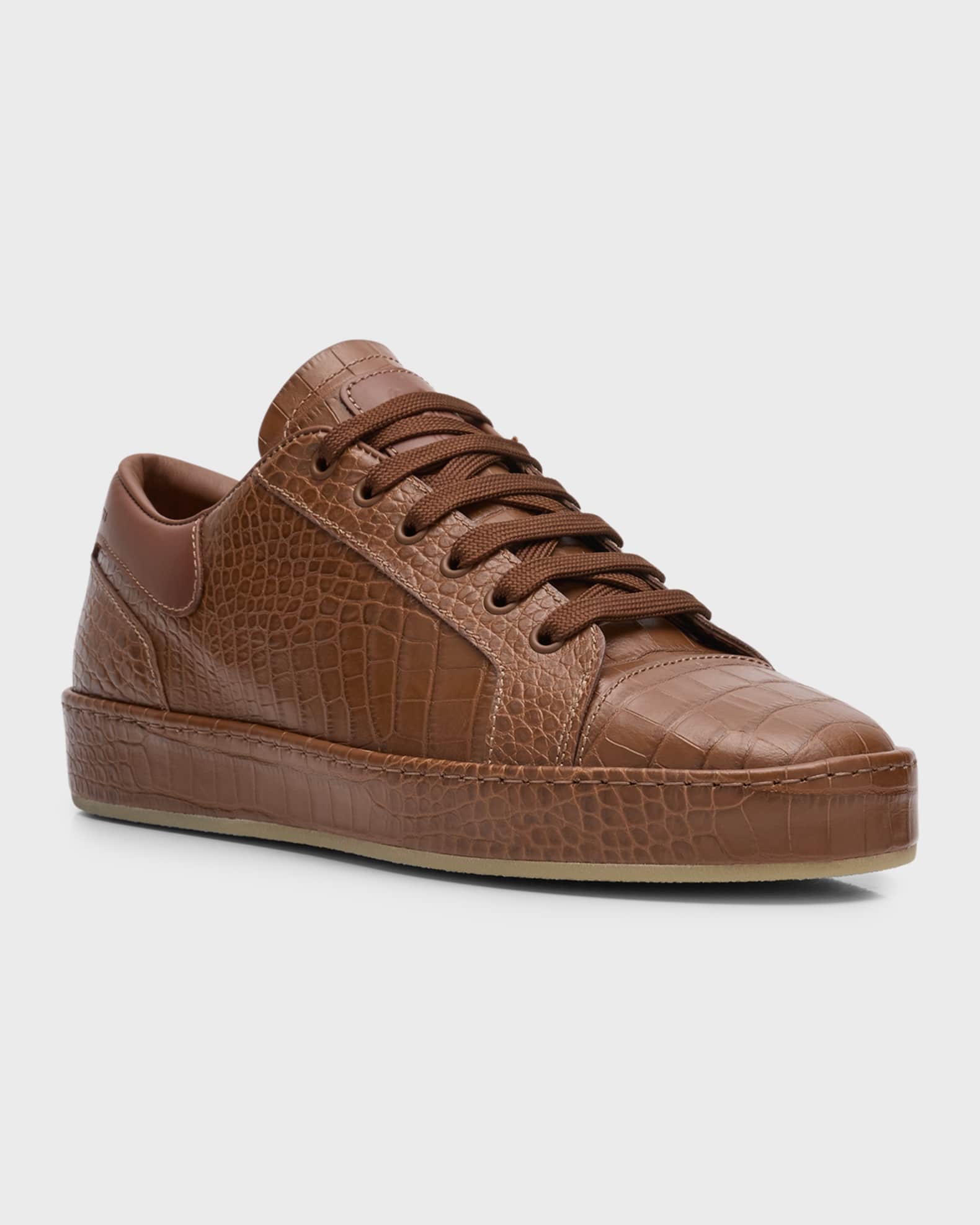 Men's Brazileiro Croc-Effect Leather Low-Top Sneakers 1