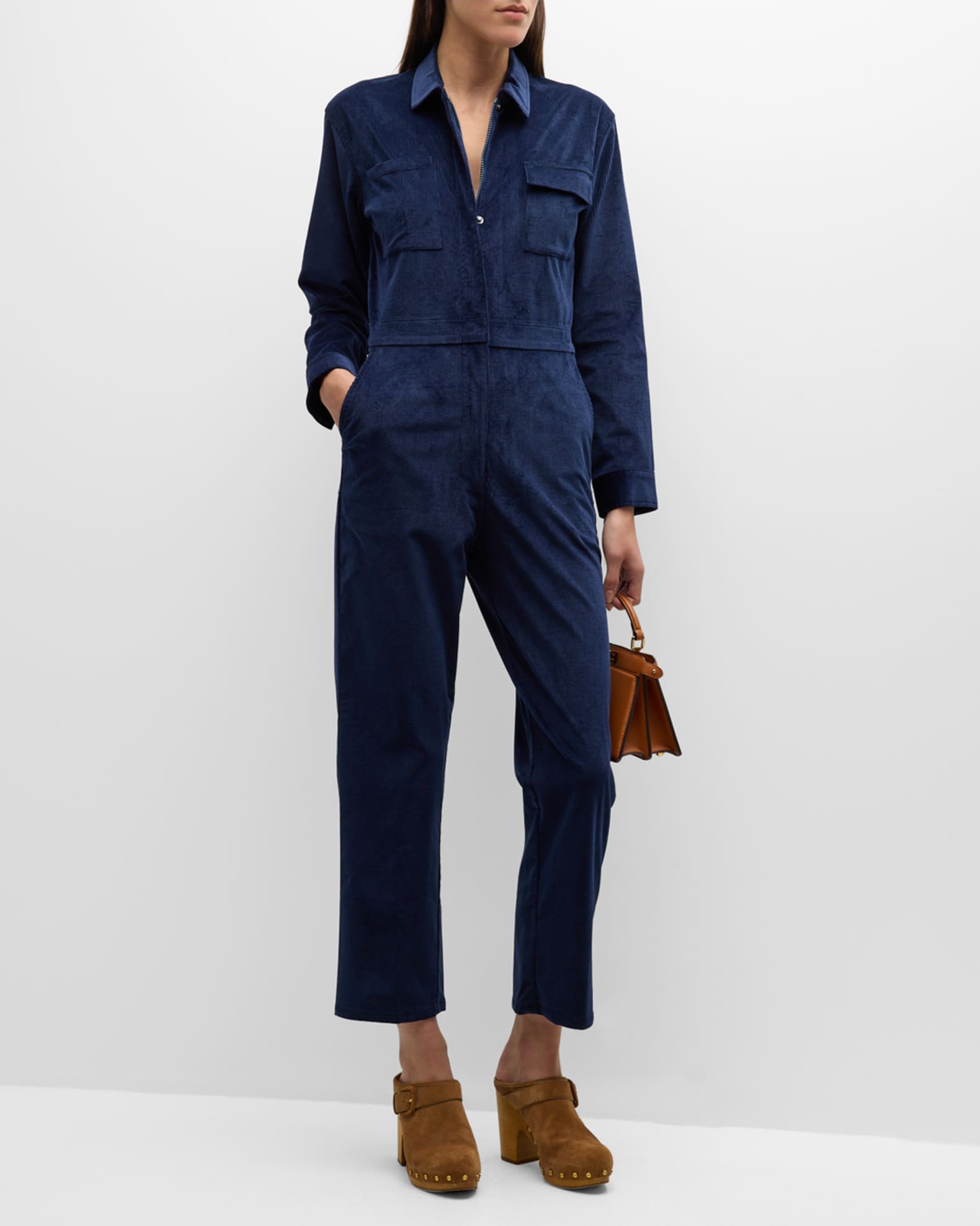 Rivet Utility Bigwig Straight Cropped Corduroy Jumpsuit Neiman Marcus