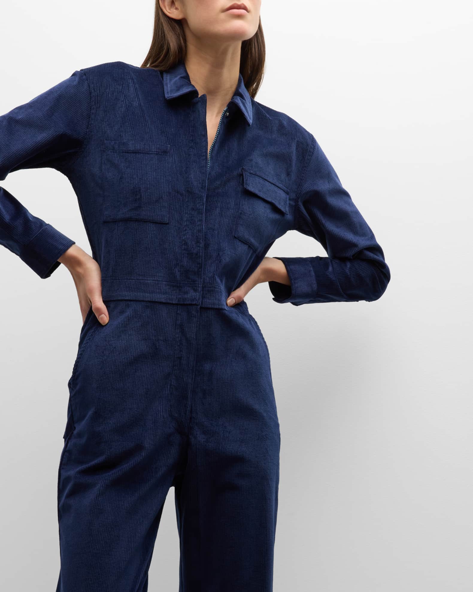 Rivet Utility Bigwig Straight Cropped Corduroy Jumpsuit Neiman Marcus