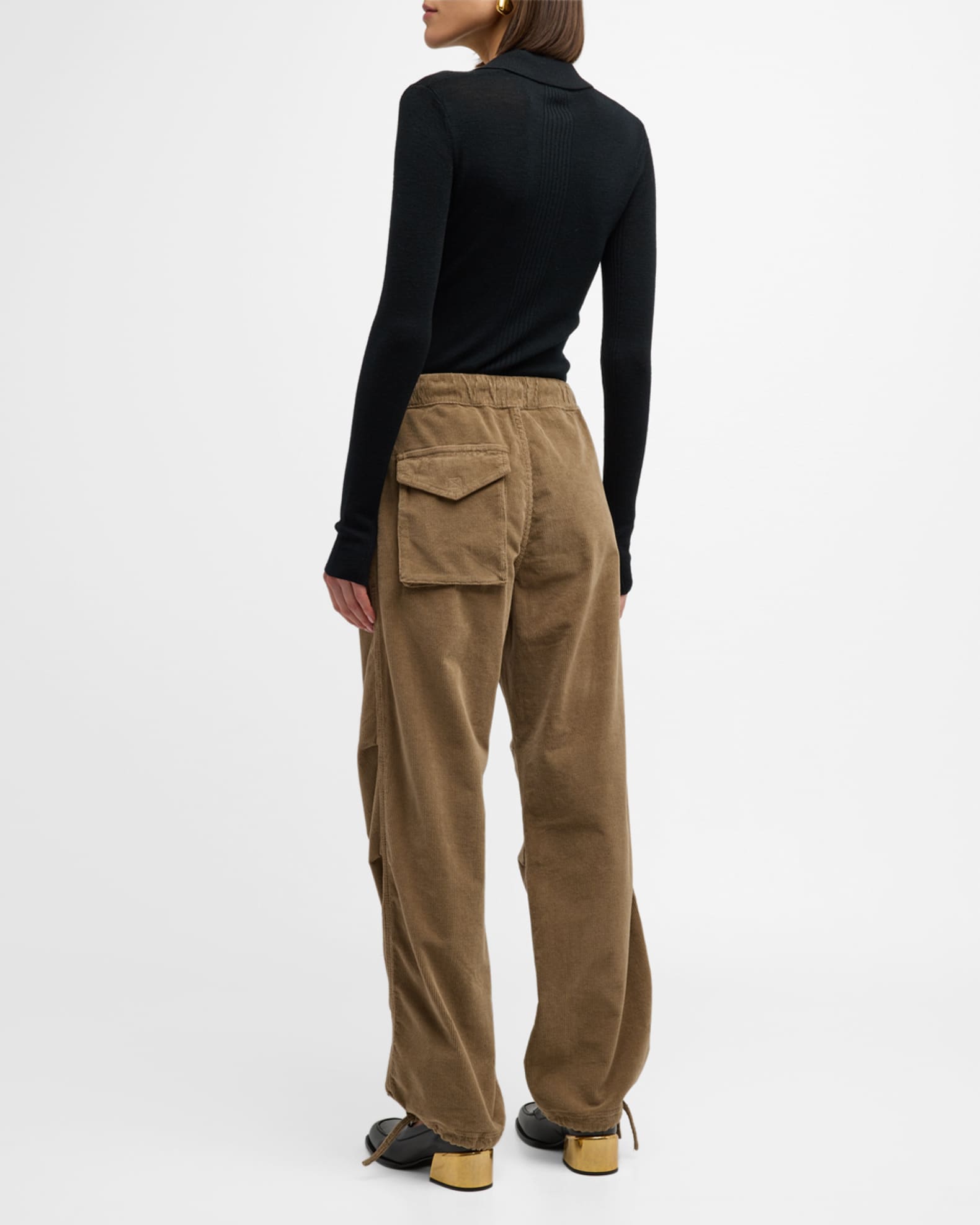 Ganni Drawstring Washed Corduroy Pants | Neiman Marcus