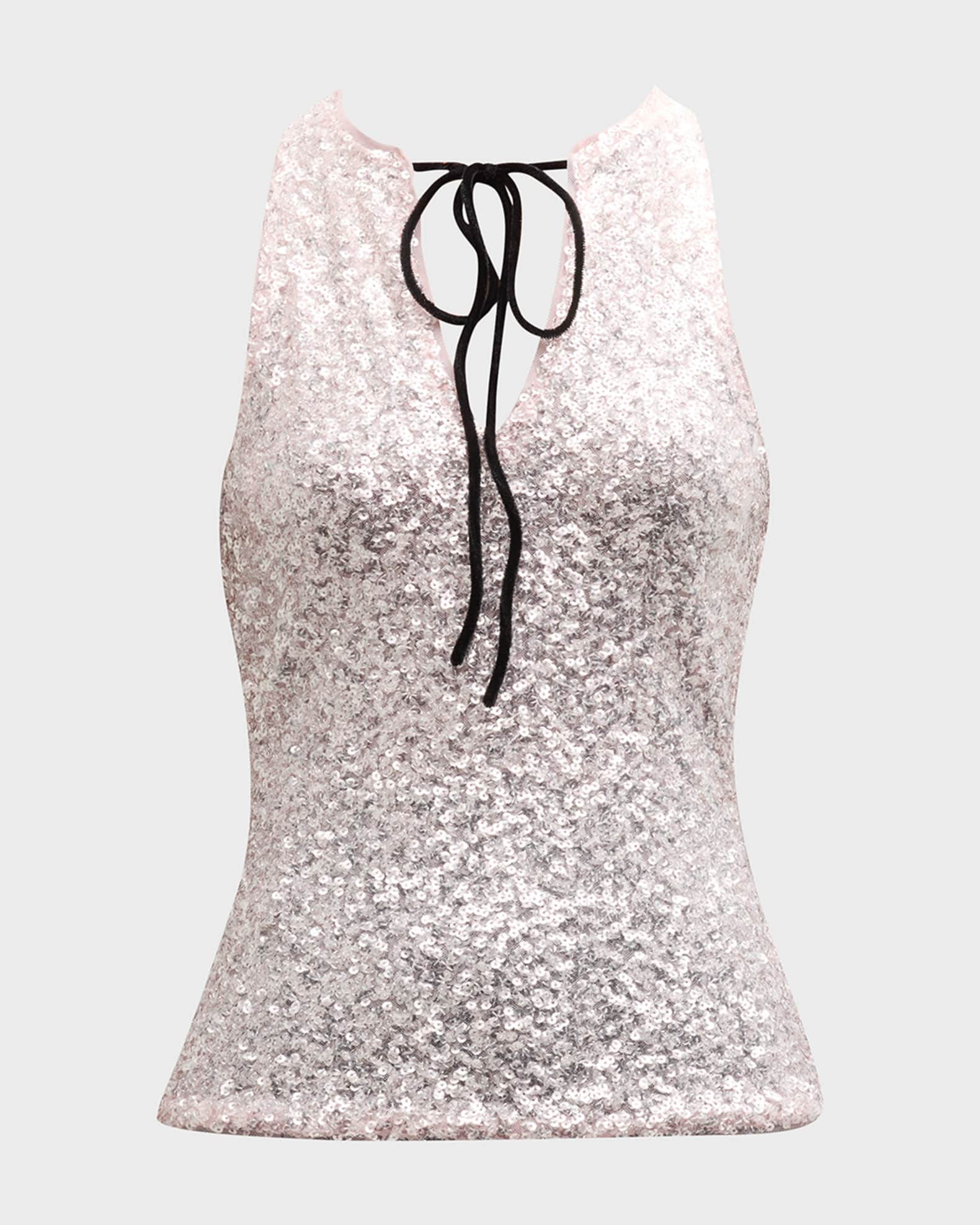 Ganni V-Neck 3D Sequin Top | Neiman Marcus
