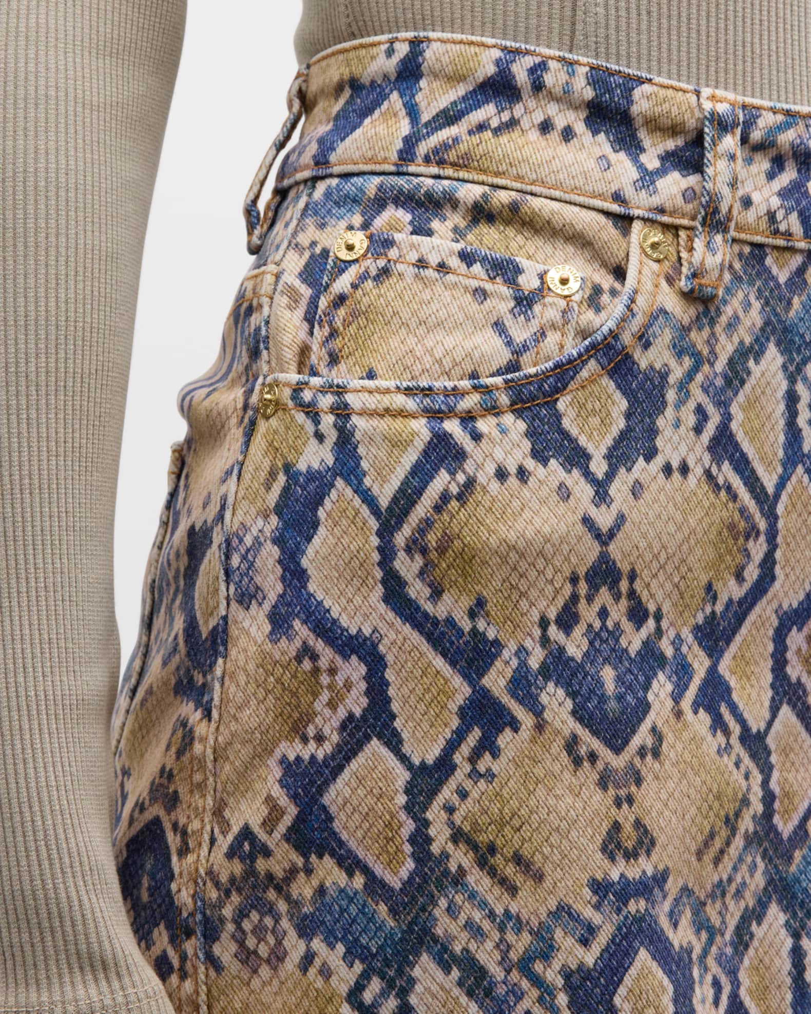 Zara snake sales print denim skirt