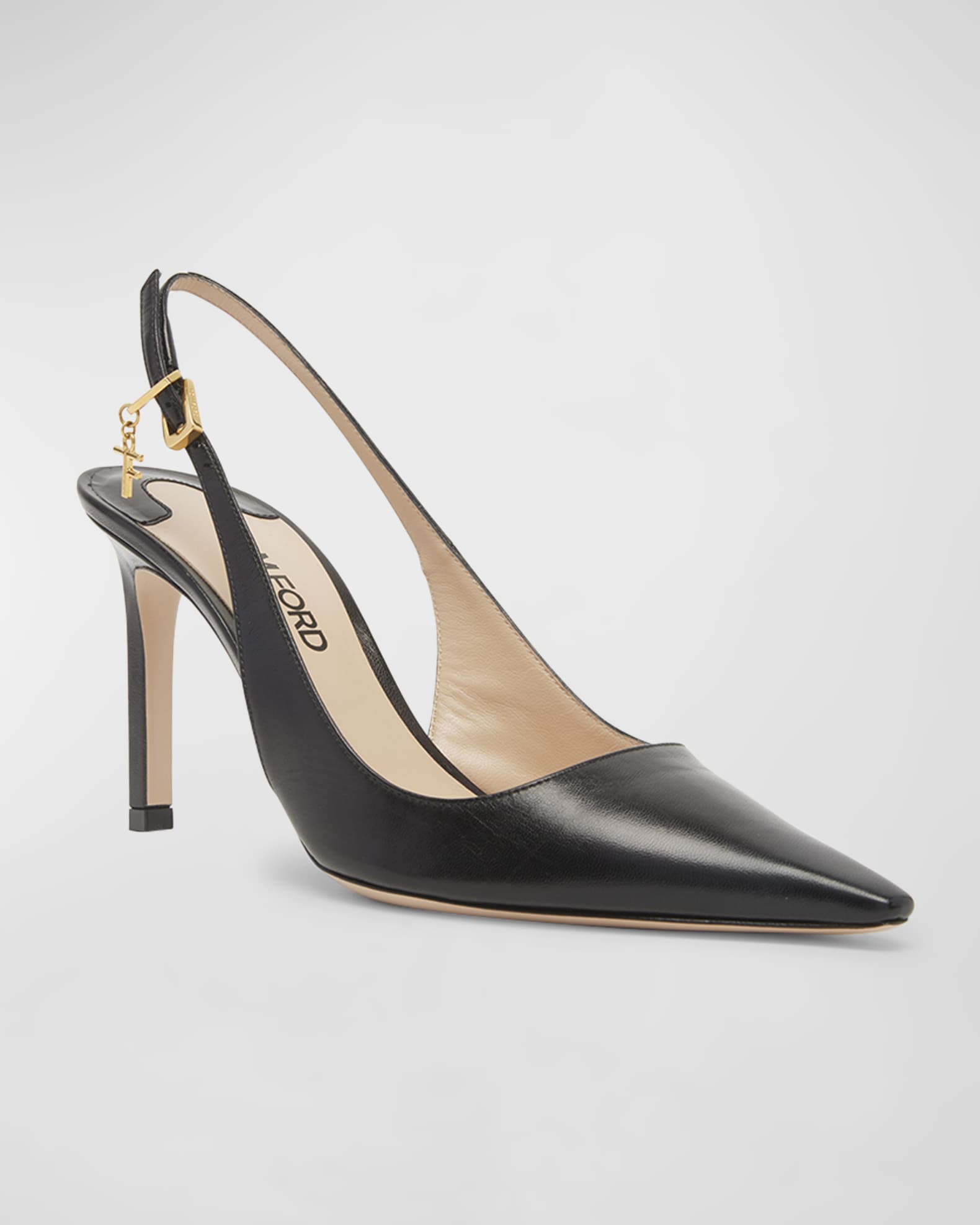 Angelina Leather Charm Slingback Pumps 1