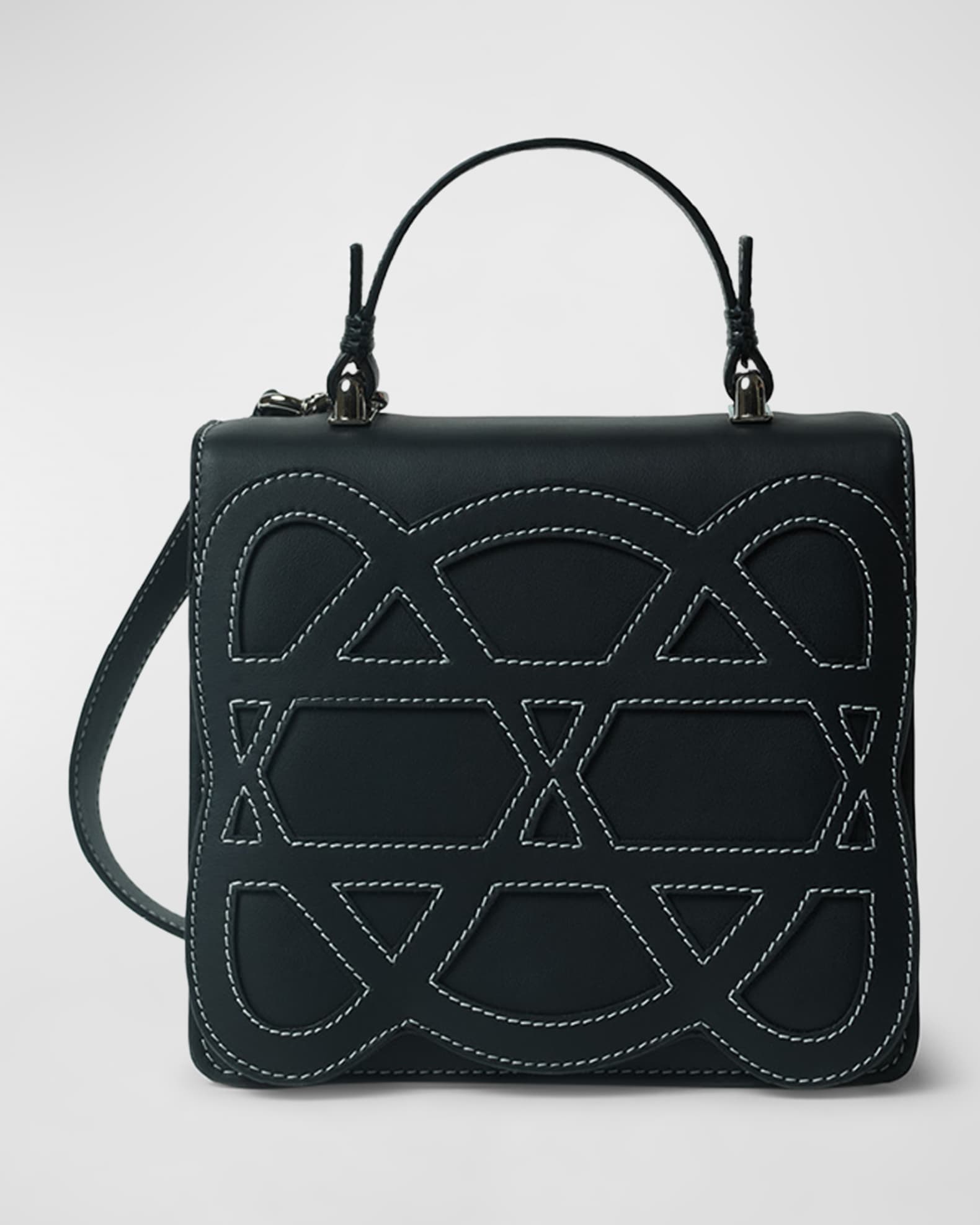 Pandora Stitched Leather Top-Handle Bag 0