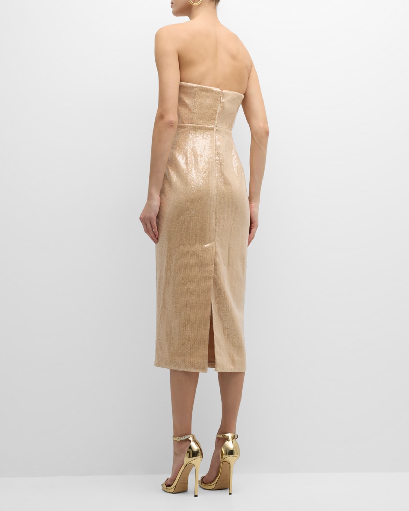 Milly Kait Strapless Sequin Bodycon Midi Dress | Neiman Marcus