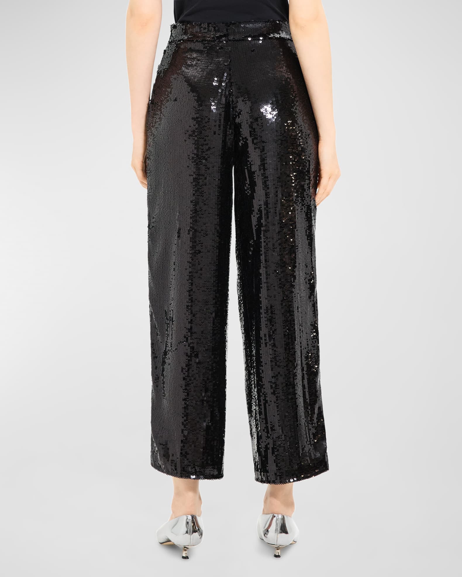 Theory Sequin Relax Straight-Leg Pants | Neiman Marcus
