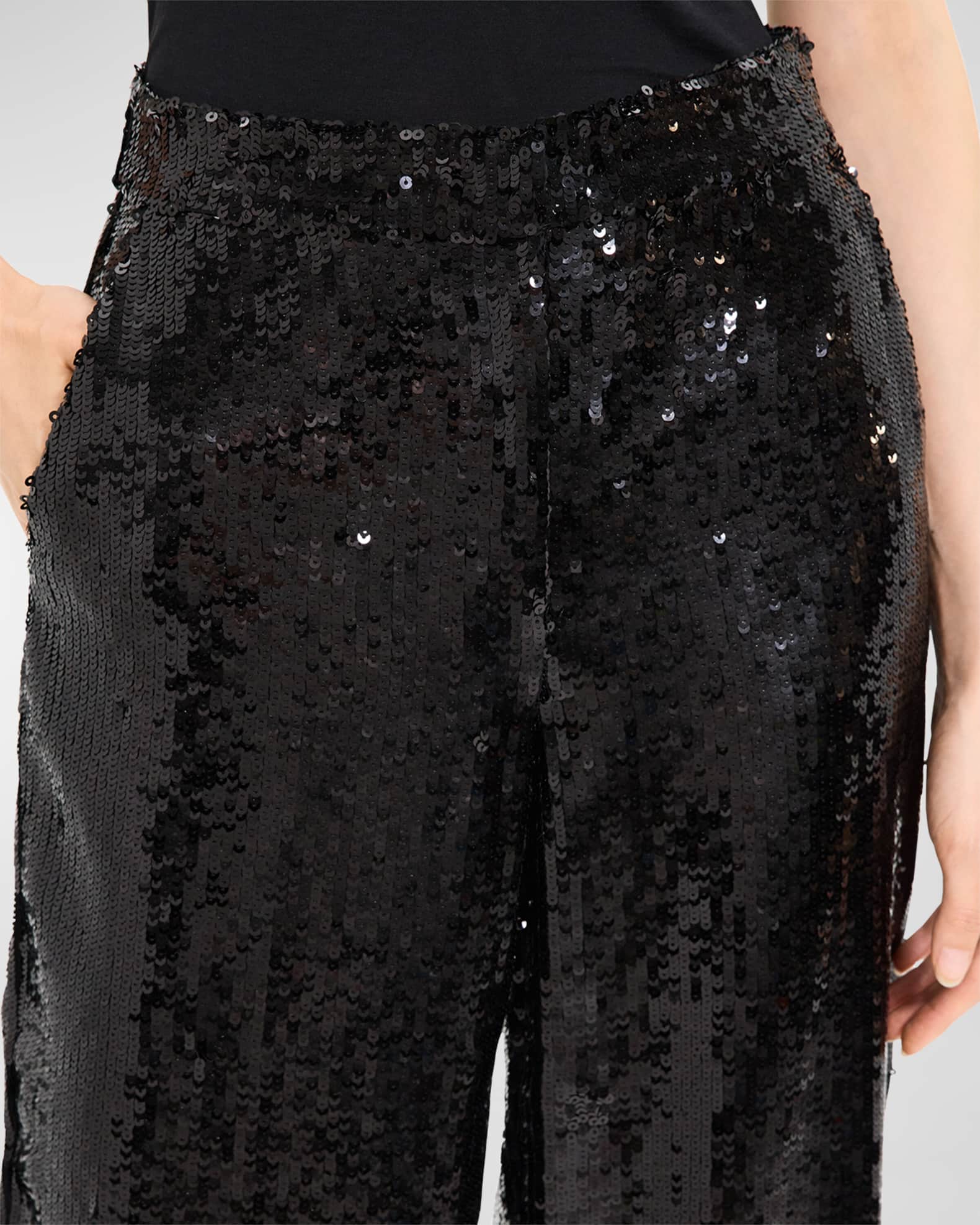 Theory Sequin Relax Straight-Leg Pants | Neiman Marcus