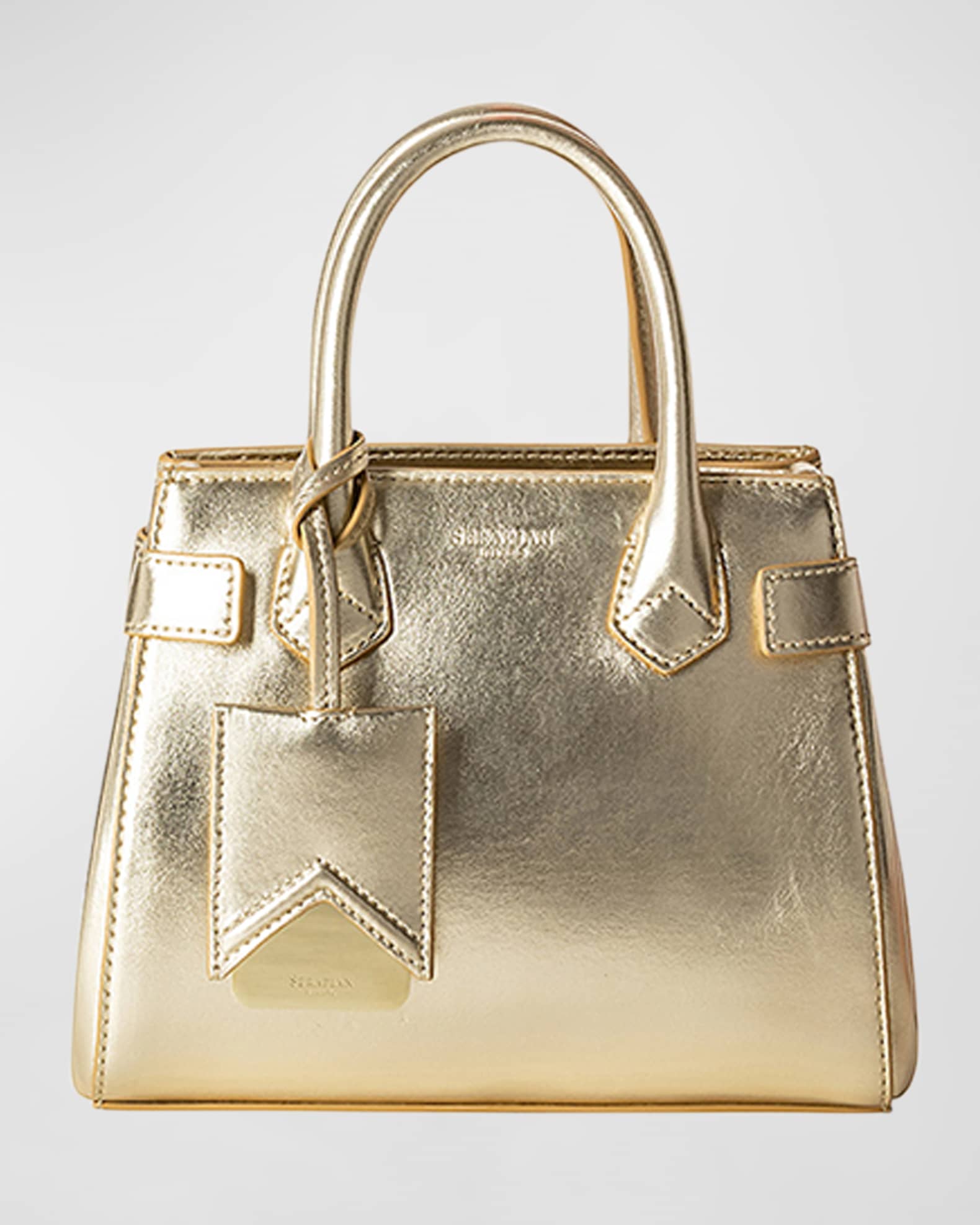 Serapian Meline Mini Metallic Leather Top-Handle Bag | Neiman Marcus