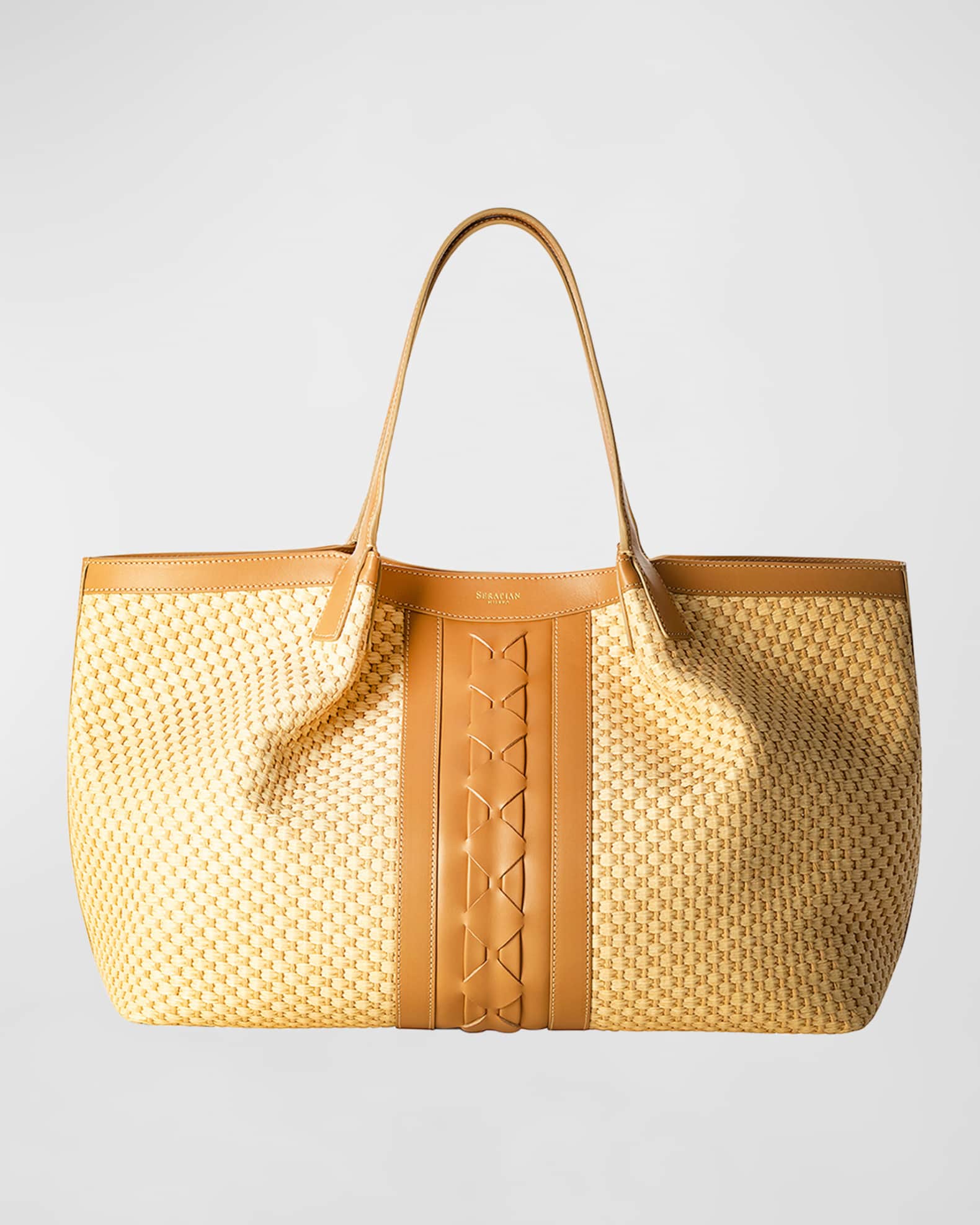 Serapian Secret Raffia & Leather Tote Bag | Neiman Marcus