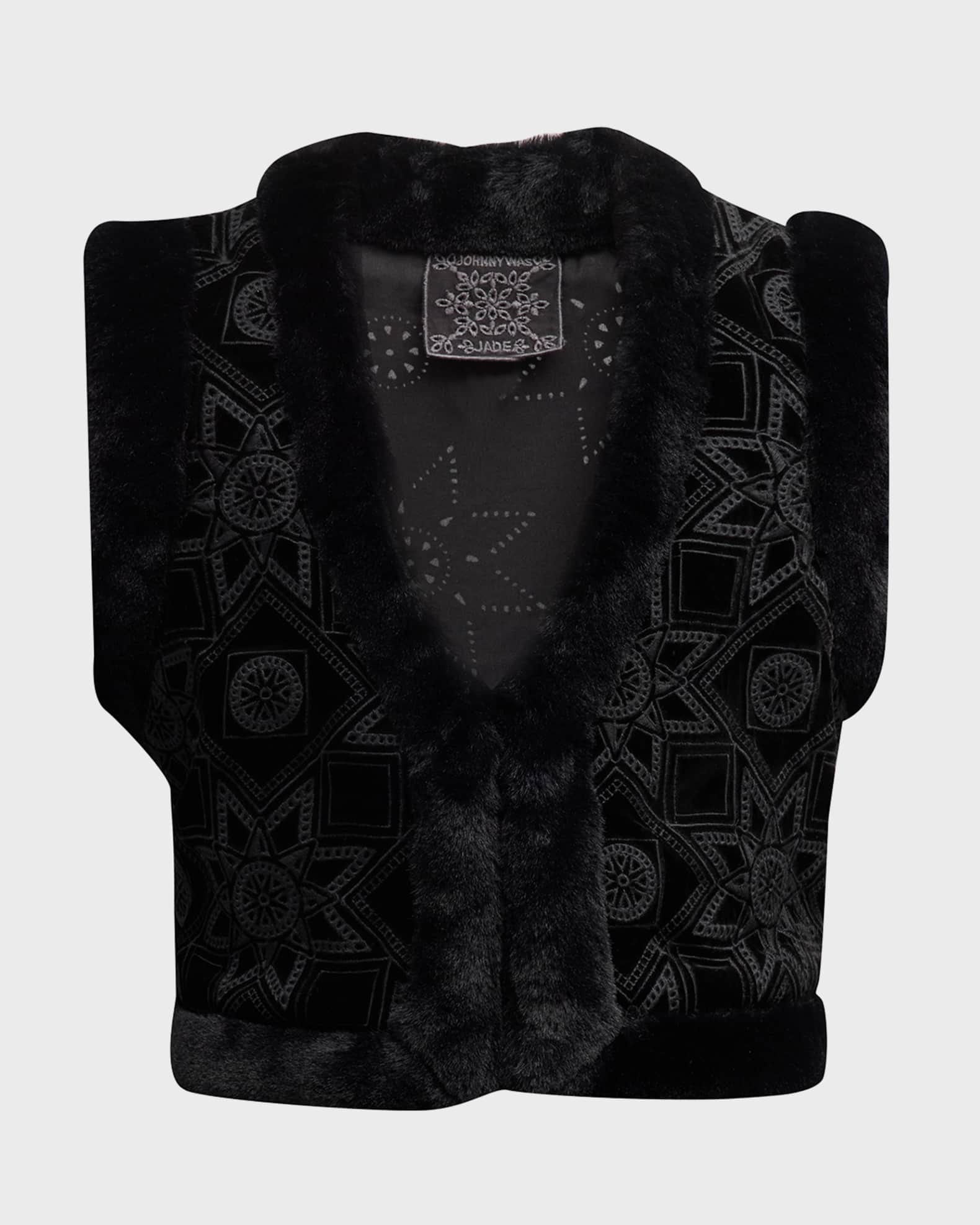 Johnny Was Morningside Embroidered Faux Fur Vest | Neiman Marcus