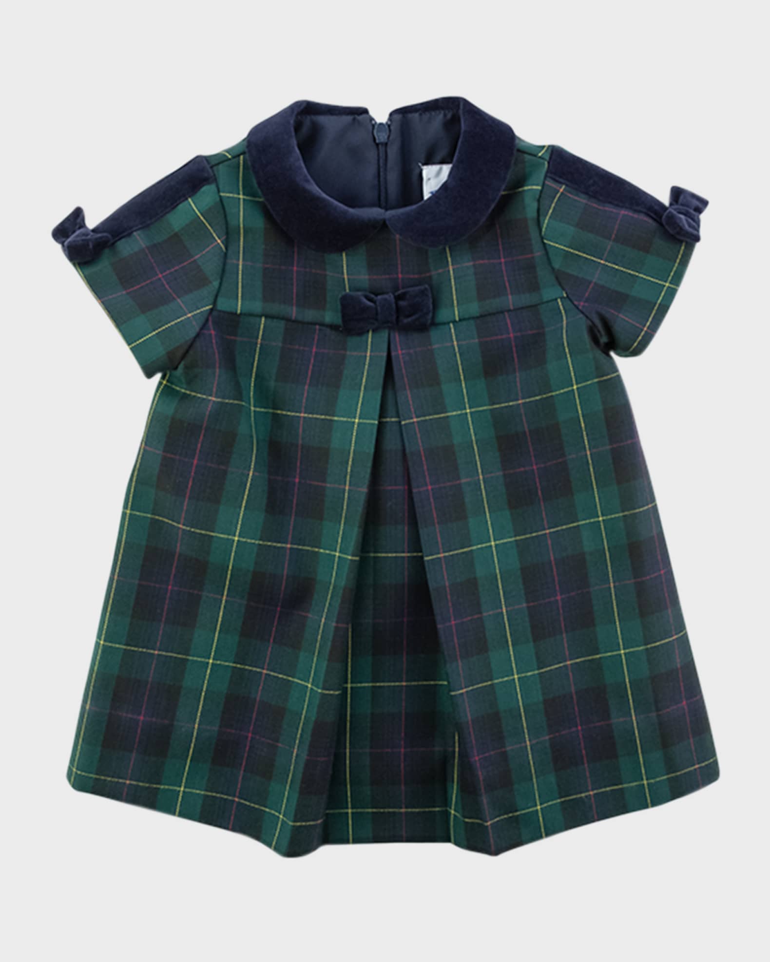 Girl's Plaid Dress with Velvet Collar | Neiman Marcus