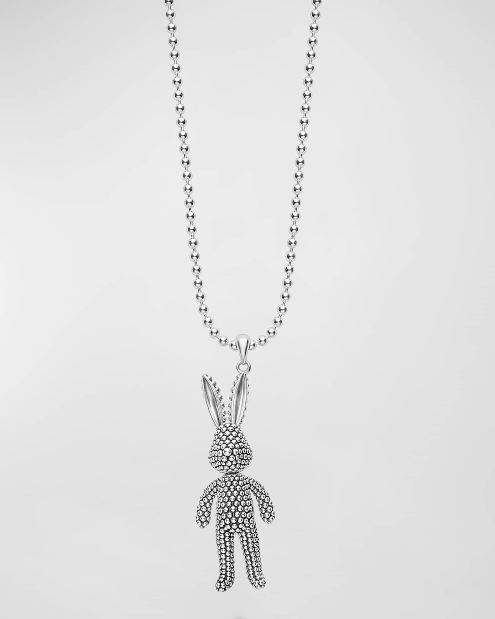 LAGOS Sterling Silver Rare Wonder 45MM Rabbit Pendant Necklace Neiman Marcus