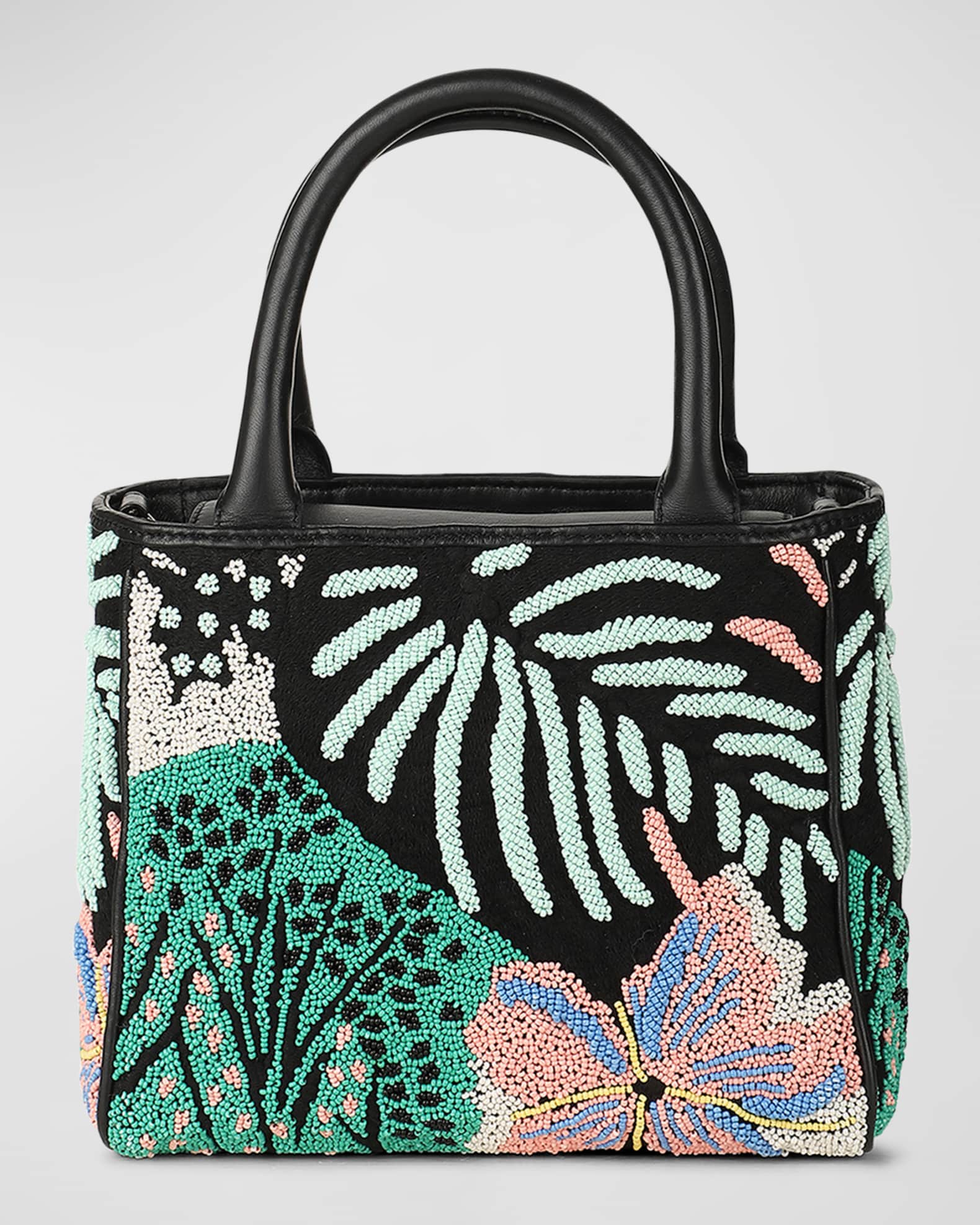 Tasha Small Floral Beaded Tote Bag 0