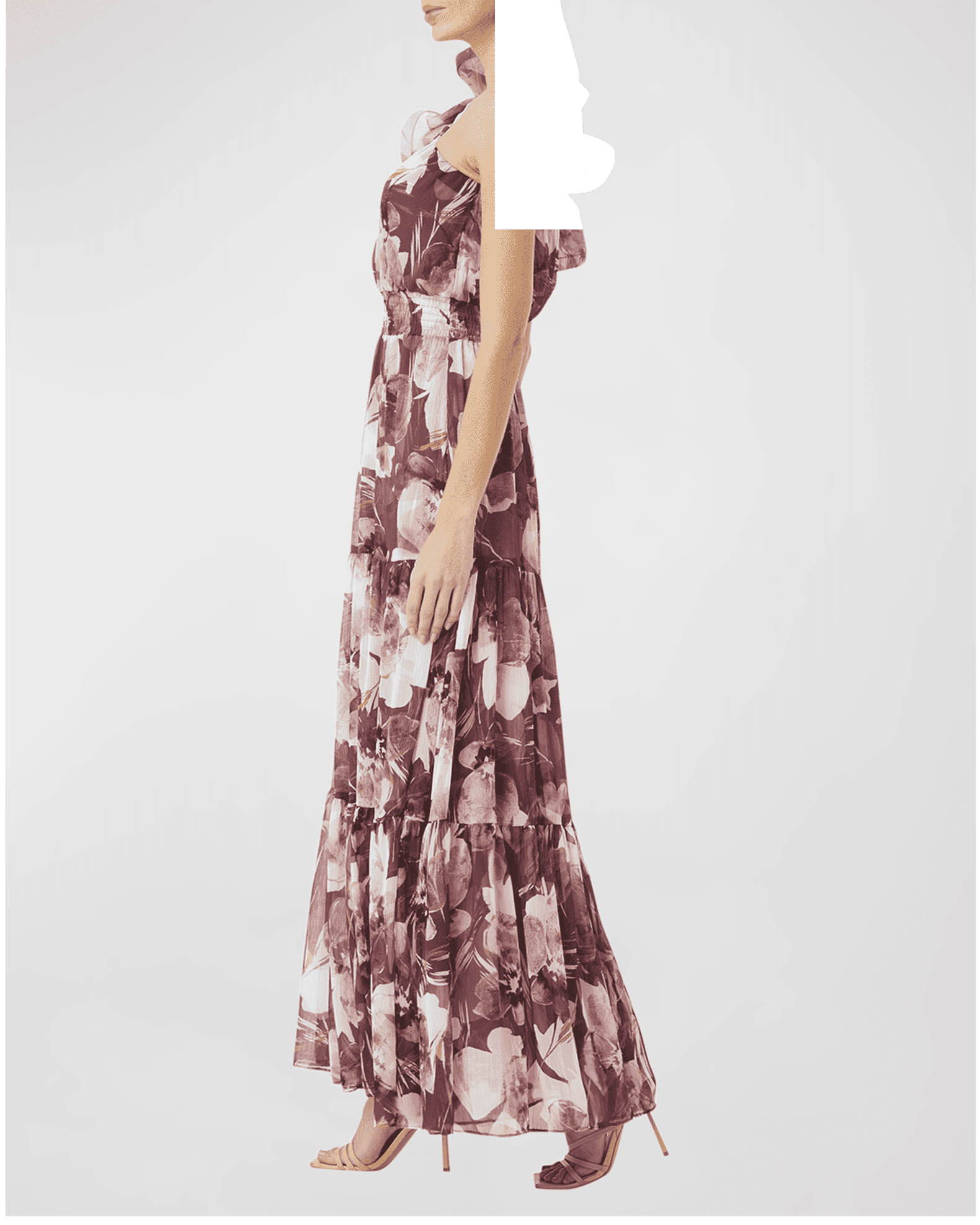 MISA Los Angeles Ilaria Tiered OneShoulder Ruffle Chiffon Dress