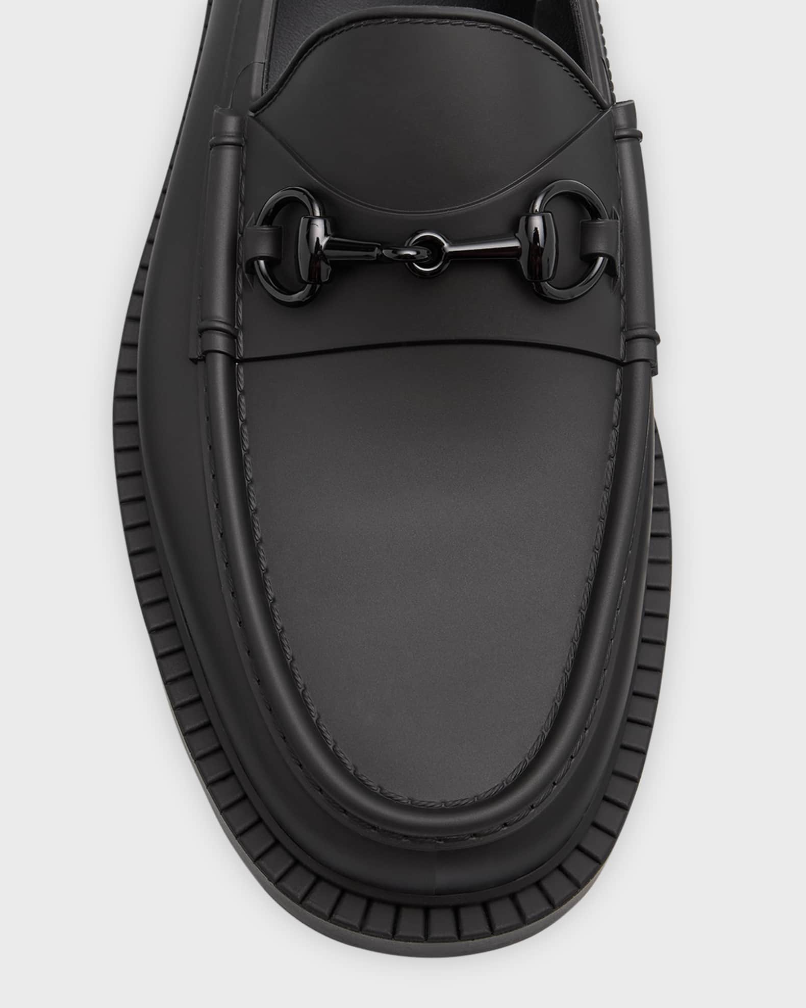 Gucci Men's New Dark Rubber Bit Loafers | Neiman Marcus