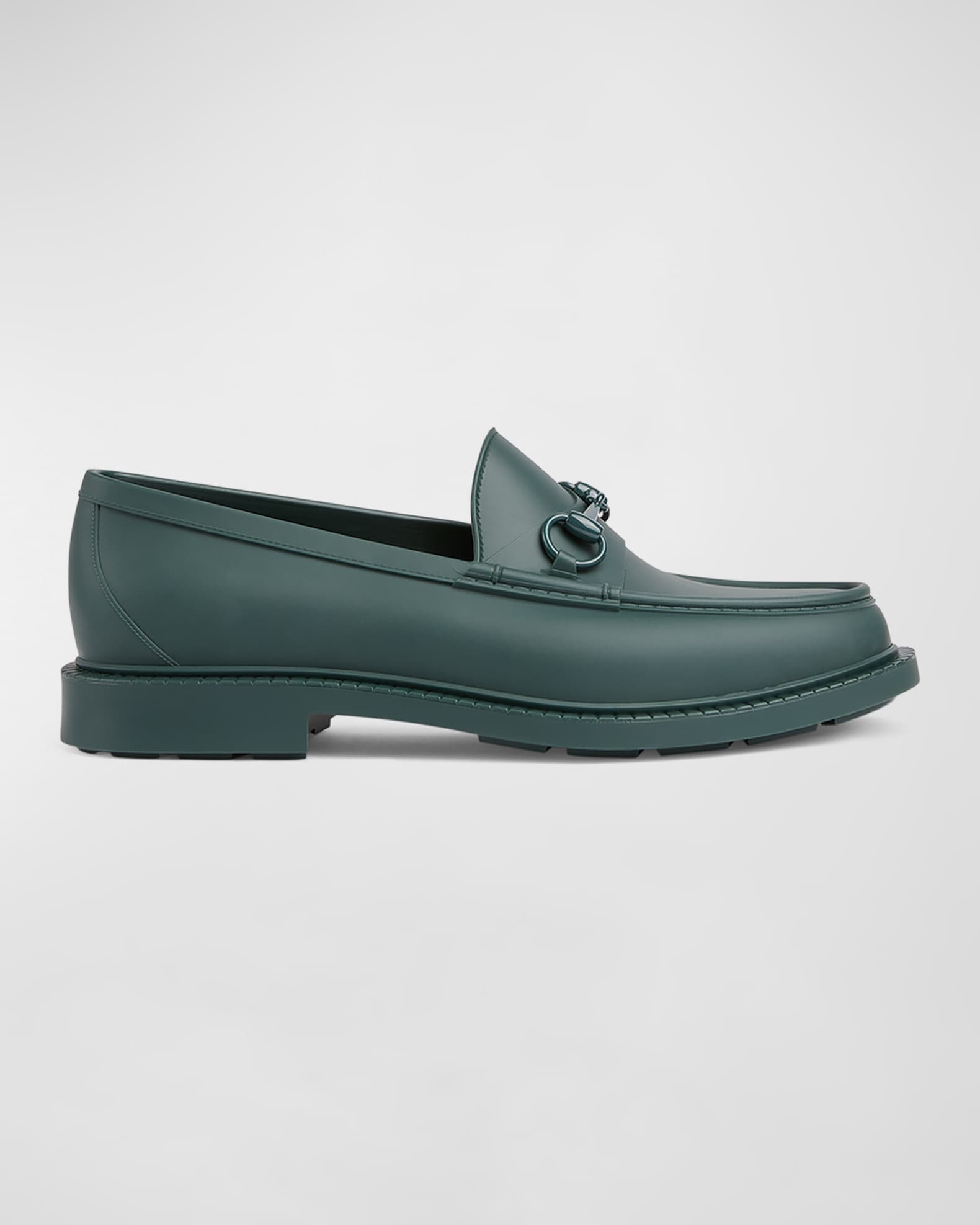 Gucci Men's New Dark Rubber Bit Loafers