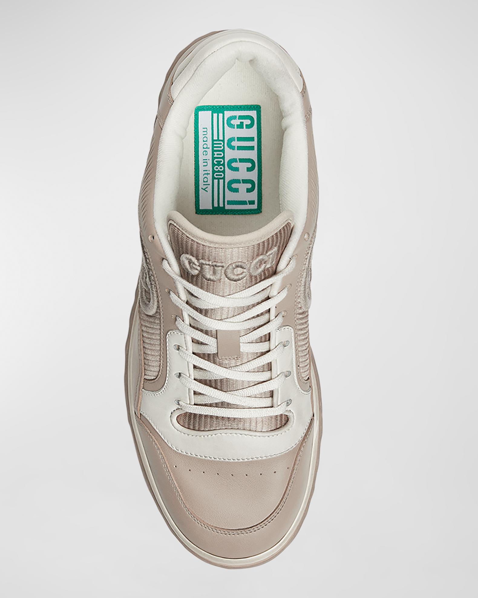Gucci Men's MAC 80 Embroidered Leather Low-Top Sneakers | Neiman