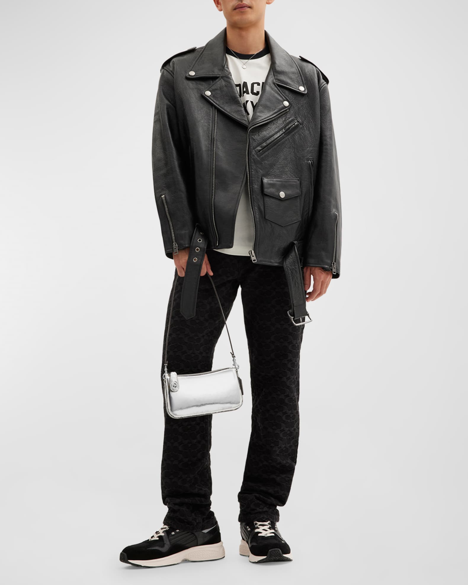 Coach Penn Metallic Leather Shoulder Bag | Neiman Marcus