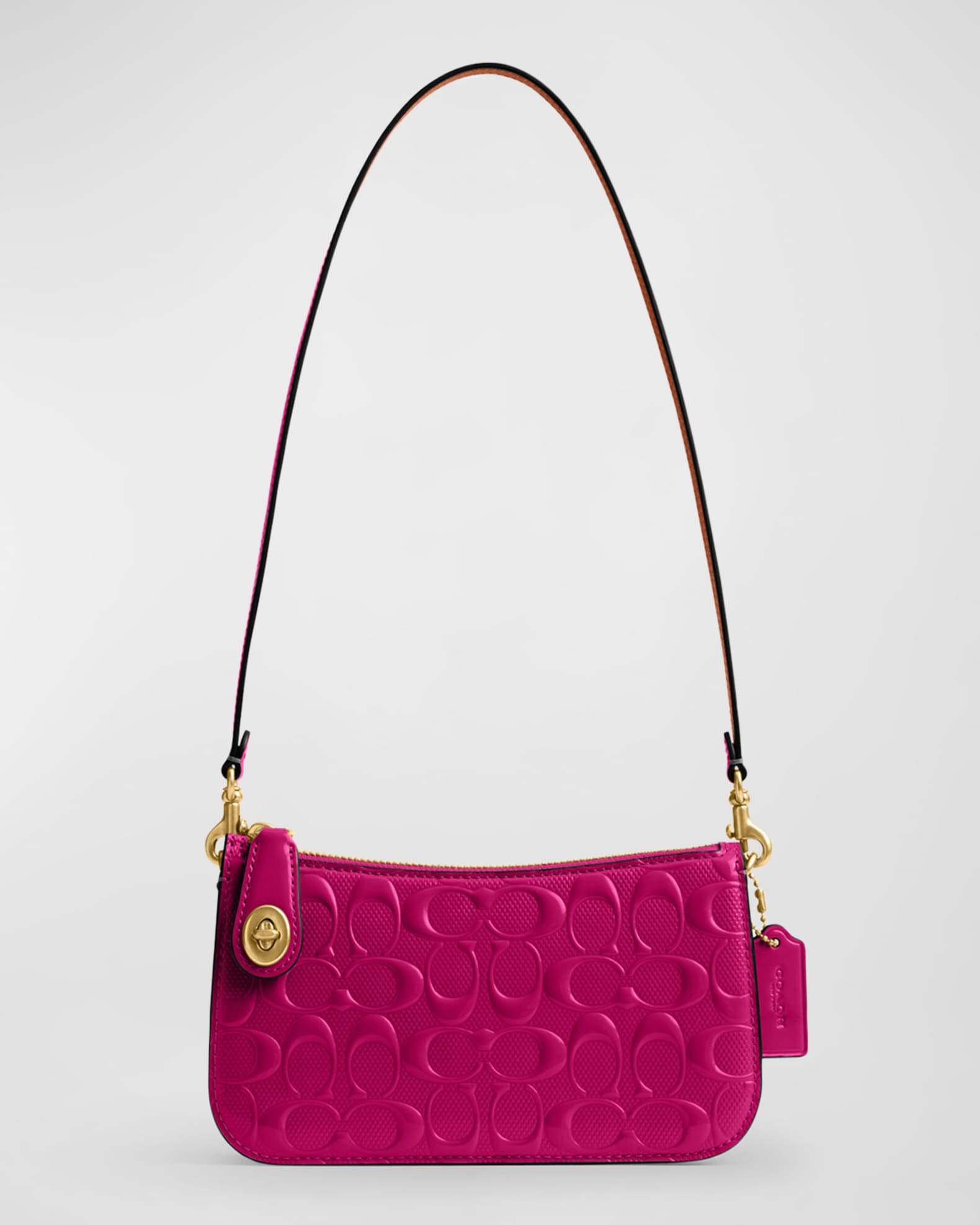 Coach Penn Signature Patent Leather Shoulder Bag - Magenta