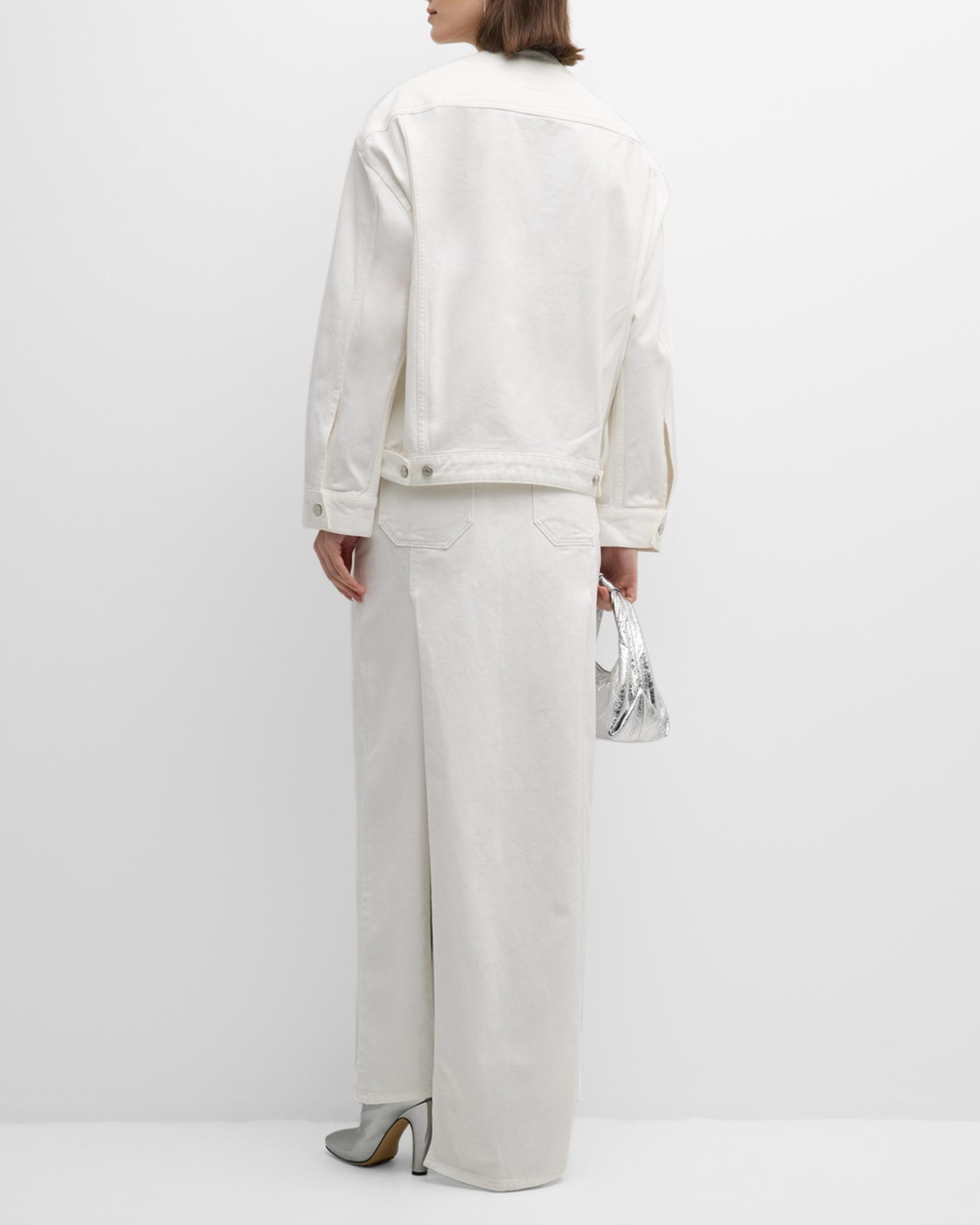 Courreges Cocoon Scoop-Neck Denim Jacket | Neiman Marcus