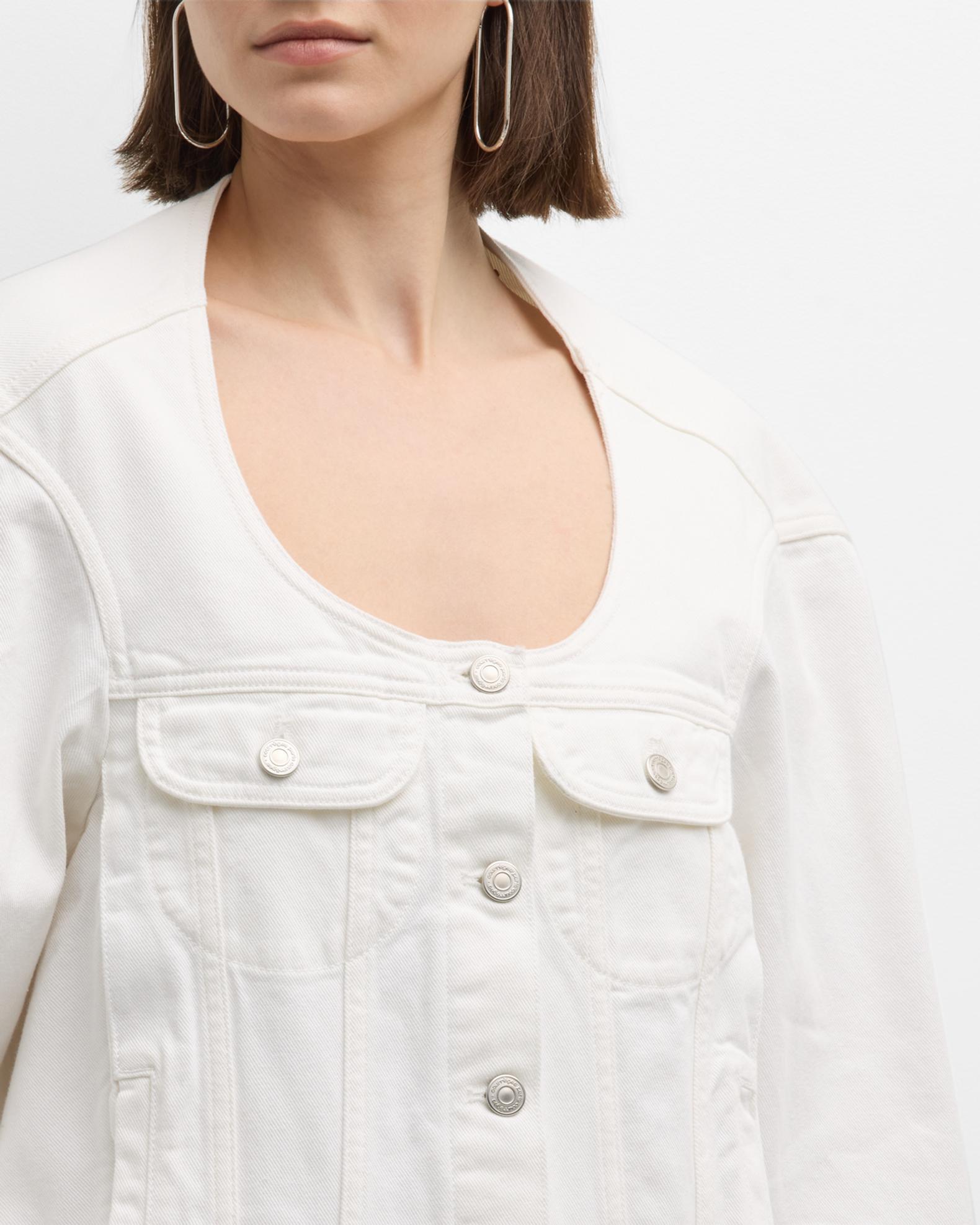 Courreges Cocoon Scoop-Neck Denim Jacket | Neiman Marcus