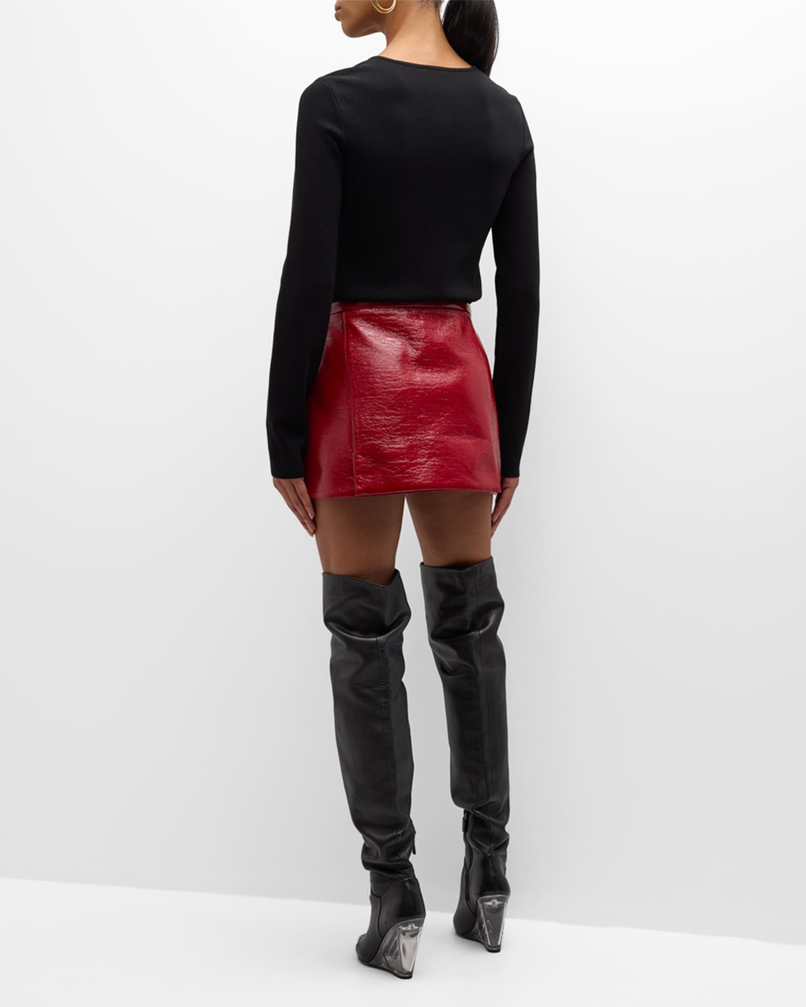 Missguided red vinyl mini skirt top