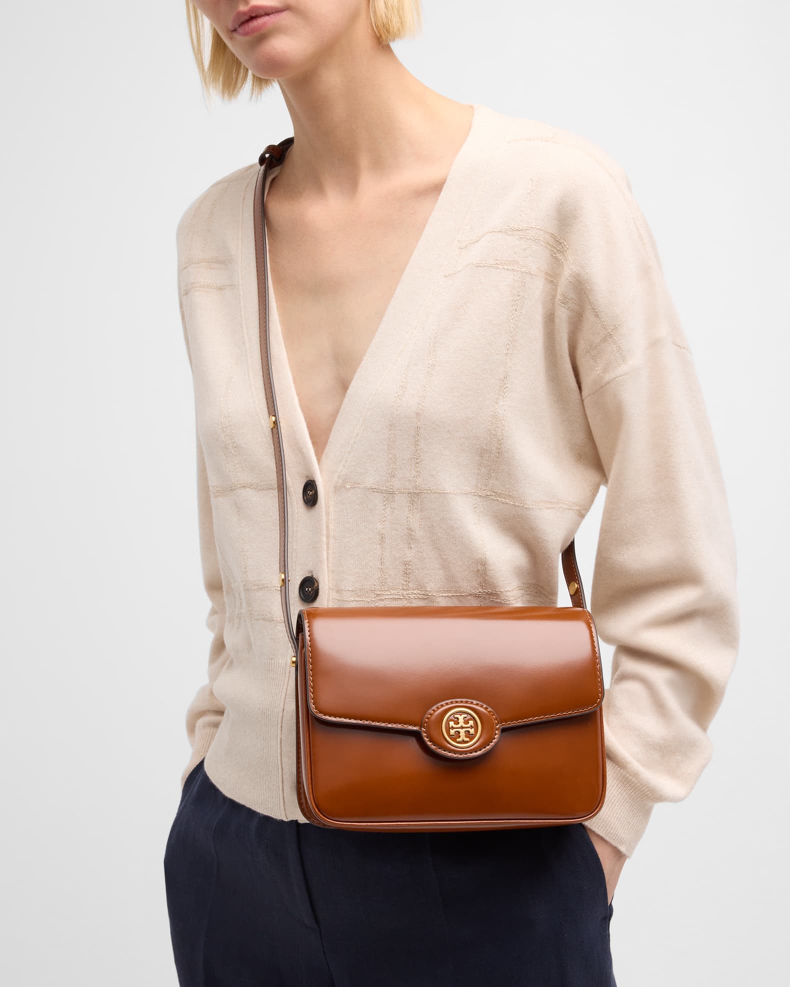 Tory Burch Robinson Convertible Patent Shoulder Bag Neiman Marcus