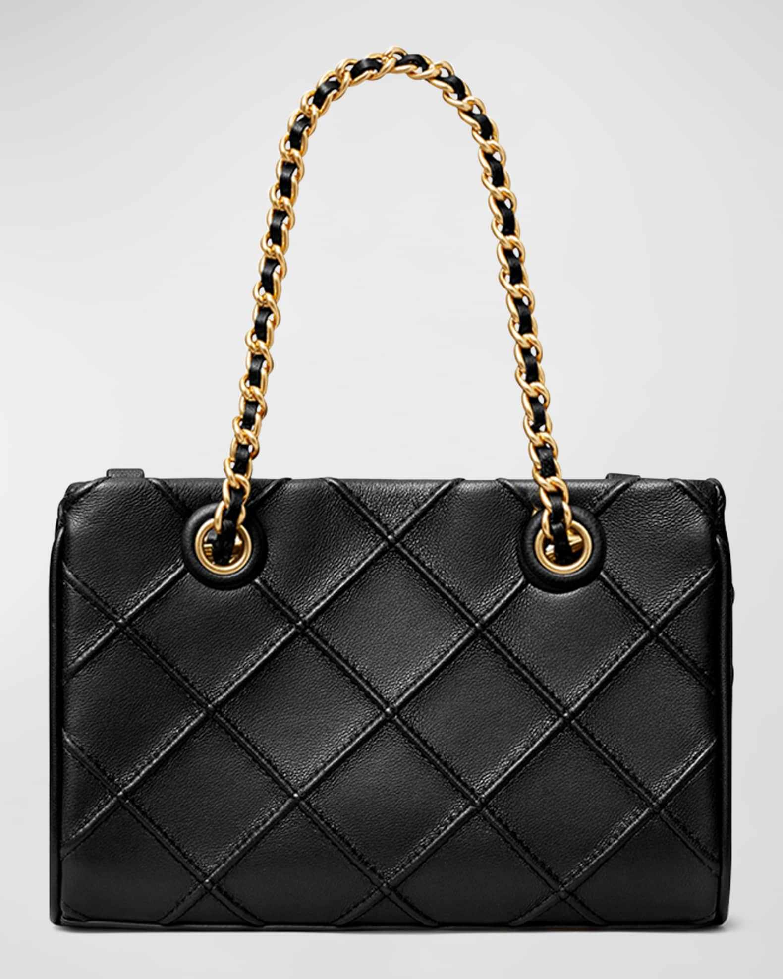 Tory Burch Black & Gold Quilted Fleming Leather Bucket Bag, Best Price and  Reviews