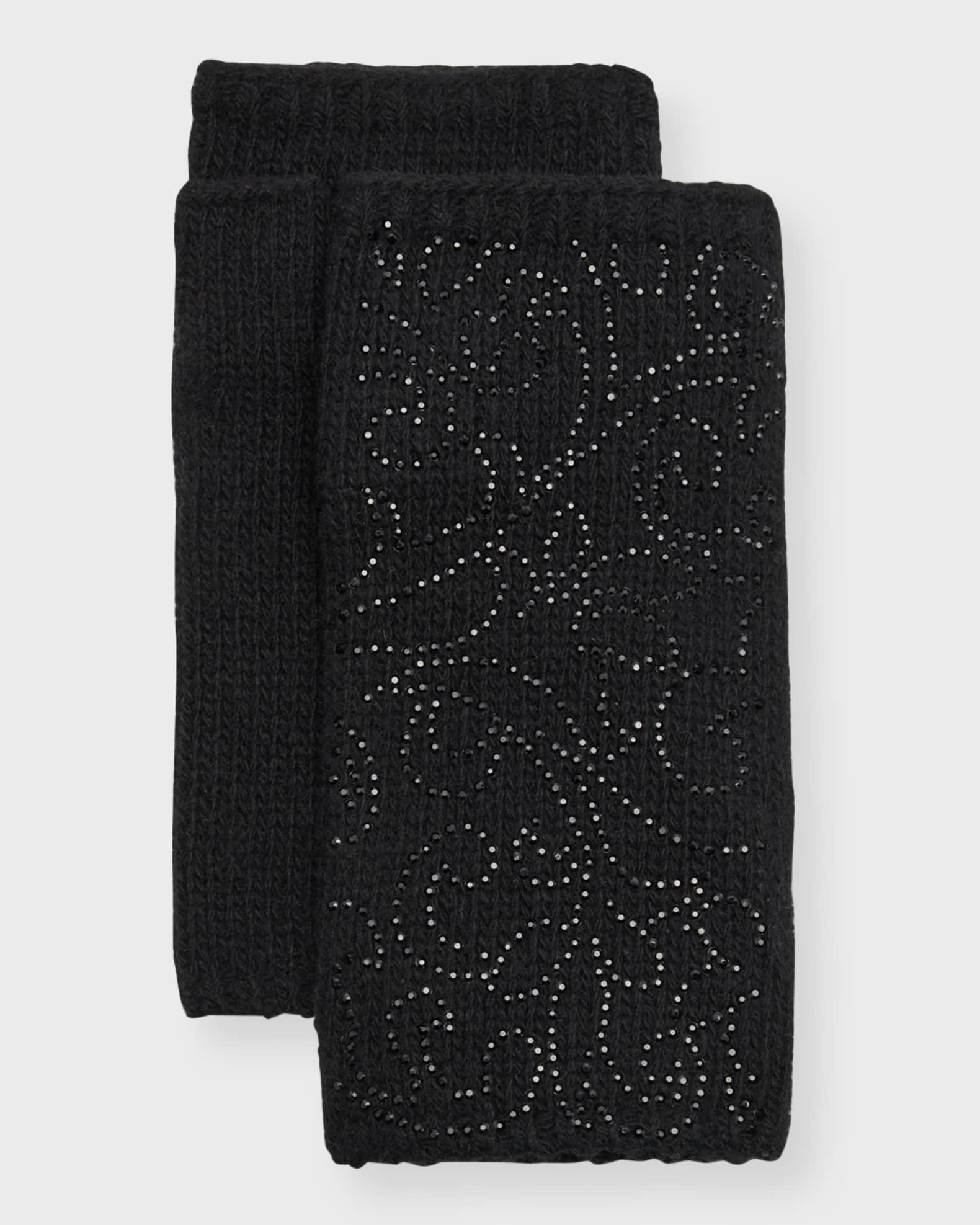 Carolyn Rowan Embellished Fleur de Lis Cashmere Fingerless Gloves