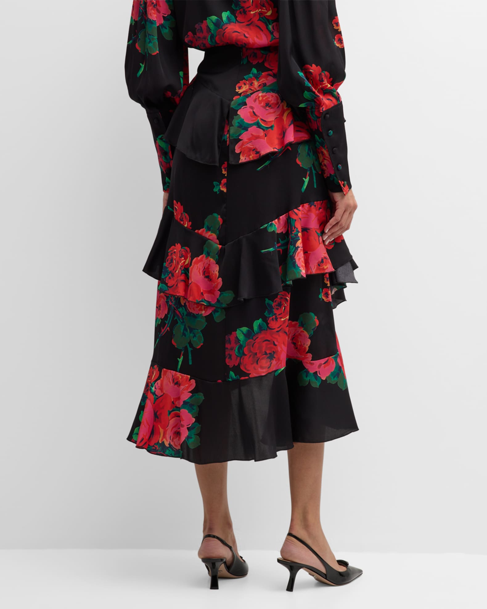 Selina Elasticised Waist Tiered Ruffle Midi Skirt