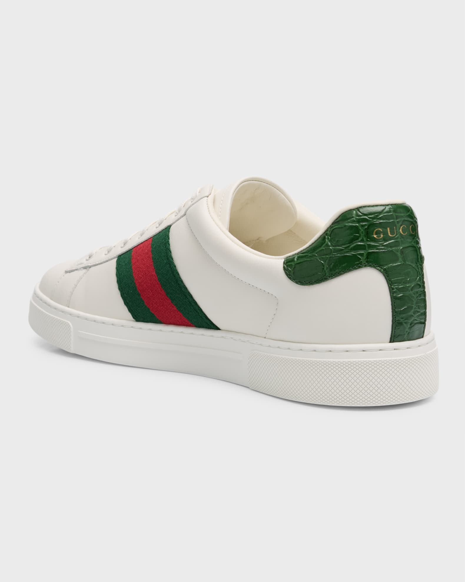 スニーカー GUCCI WHITE AND GREEN LEATHER SNEAKERS Gucci | Shoes | Gucci White And Green Leather Sneakers
