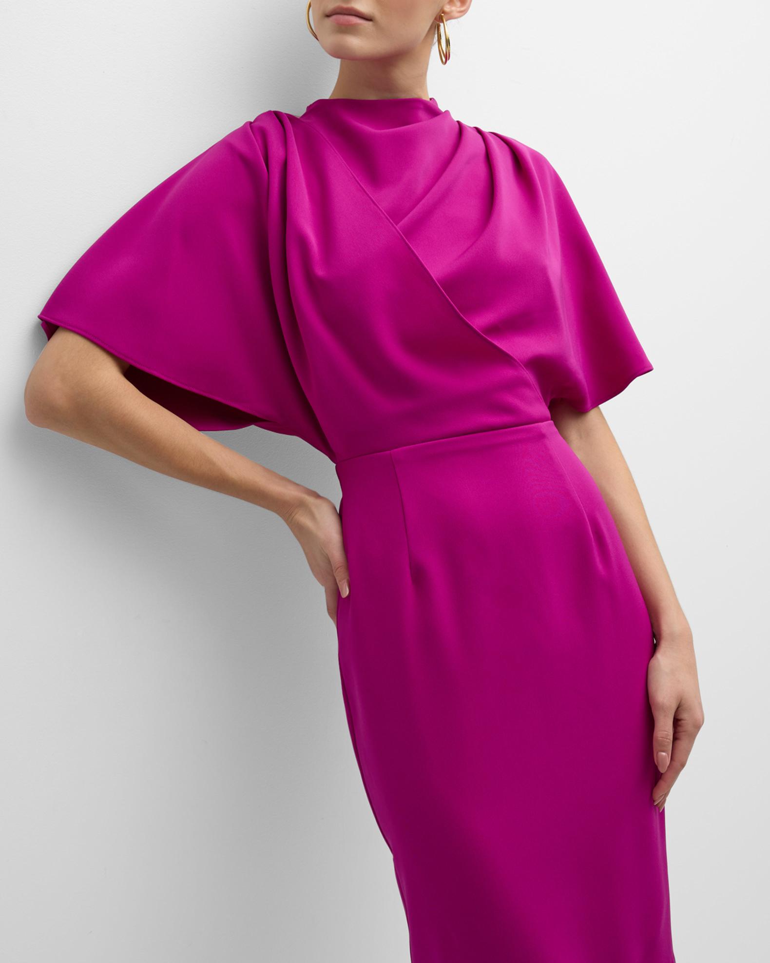 Elizabeth Mock Neck Flutter Sleeve Midi Dress, Stargaze - Anna Cate