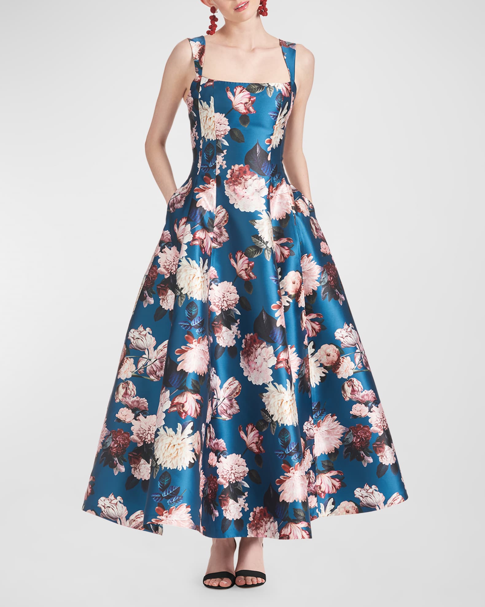Sachin & Babi Audrey Sleeveless Floral-Print Mikado Gown | Neiman Marcus