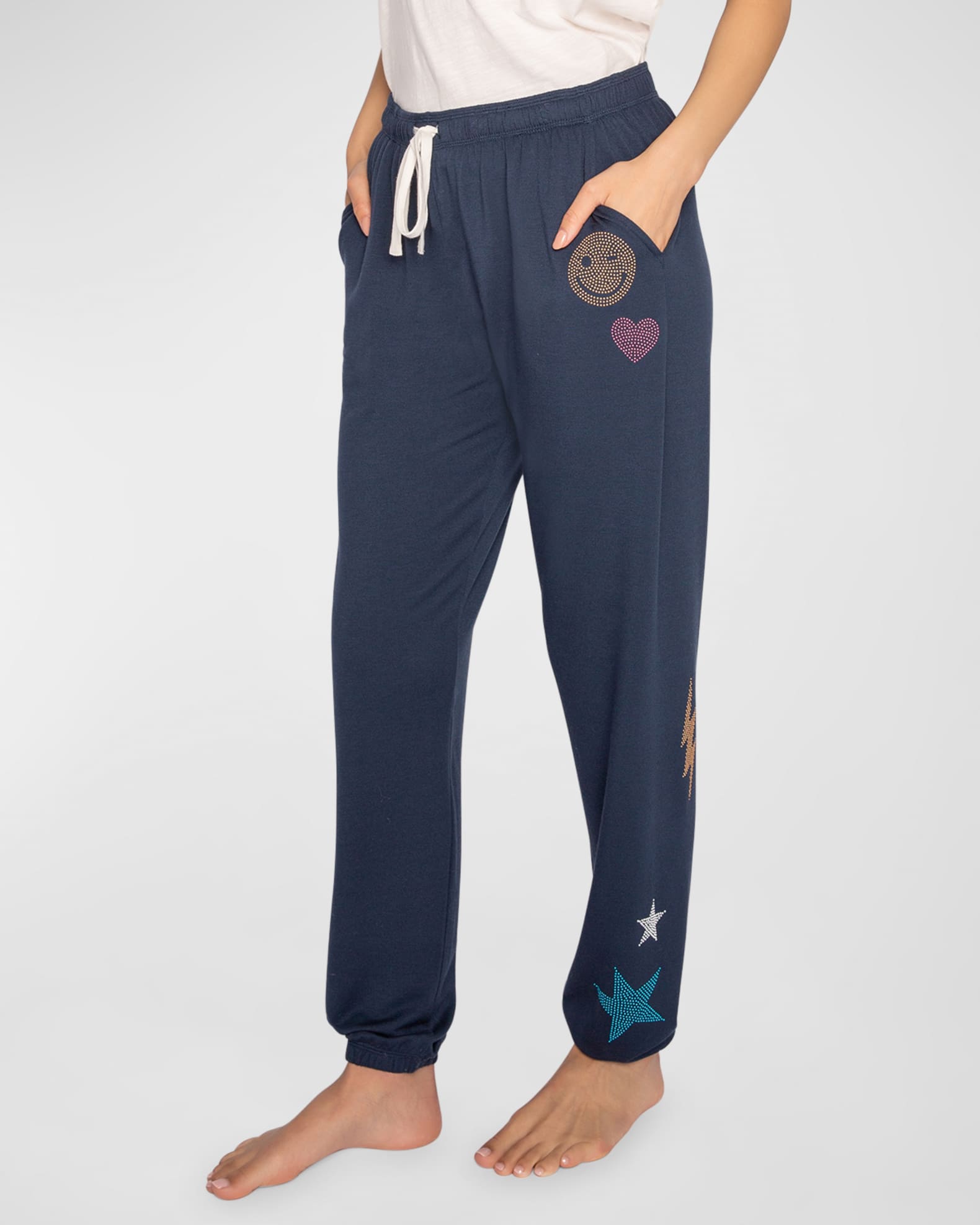 PJ Salvage Stoney State of Mind Cropped Embellished Joggers Neiman Marcus