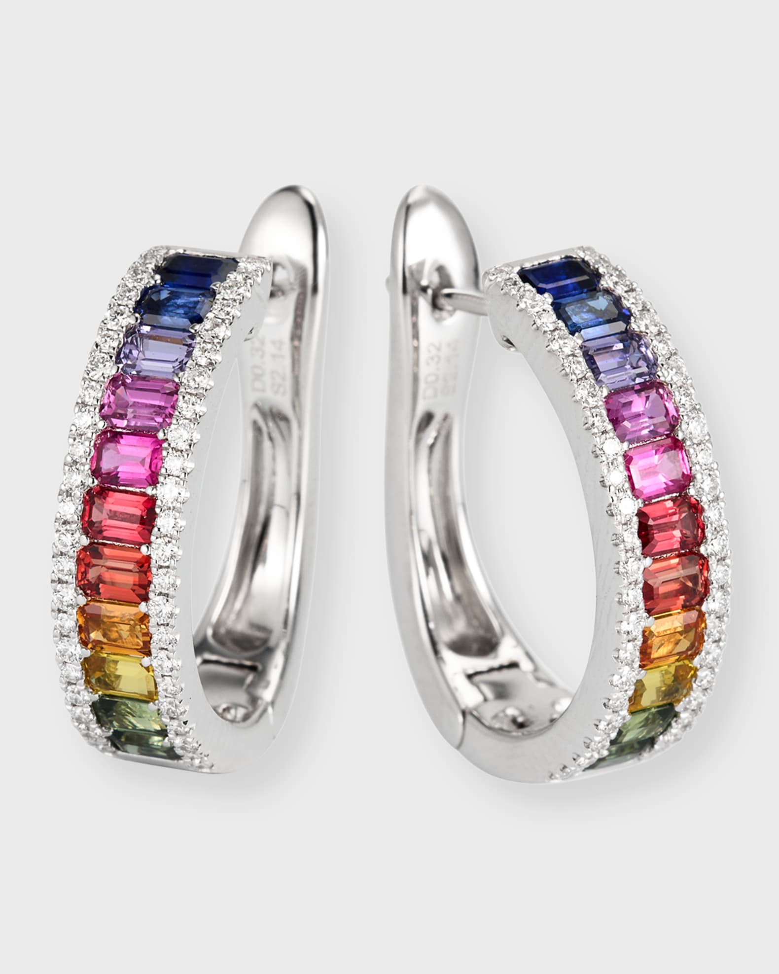 David Kord 18K White Gold Earrings with Multicolor Sapphires and ...